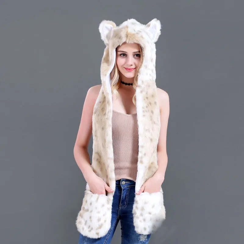 Faux Fur Animal Hood