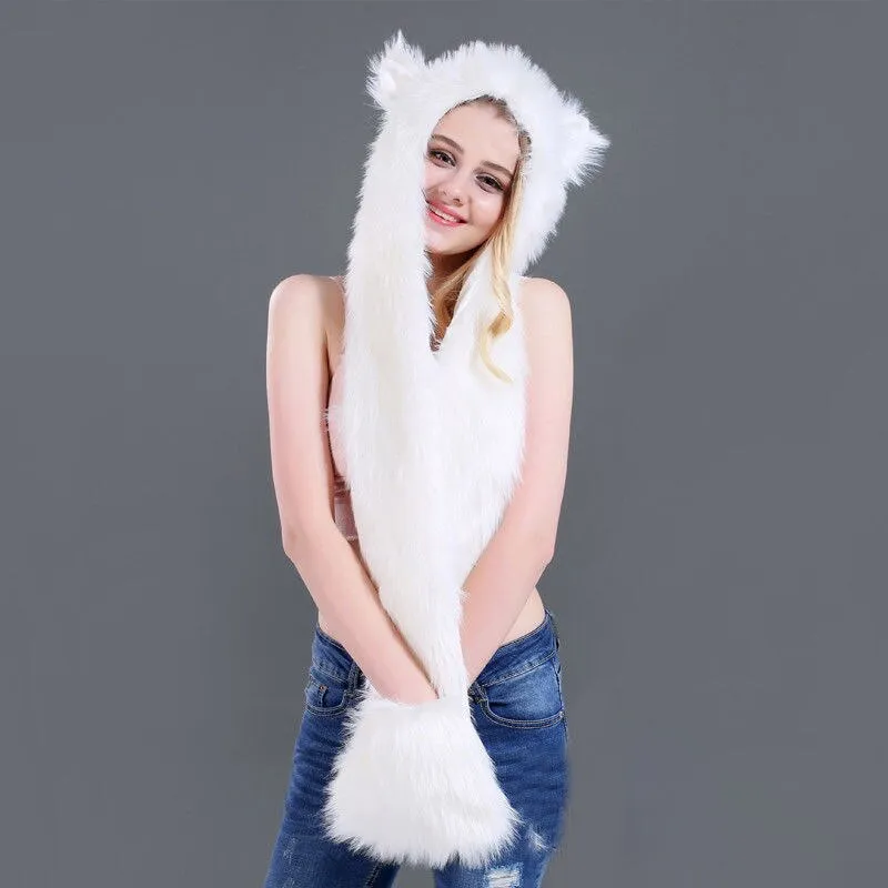 Faux Fur Animal Hood