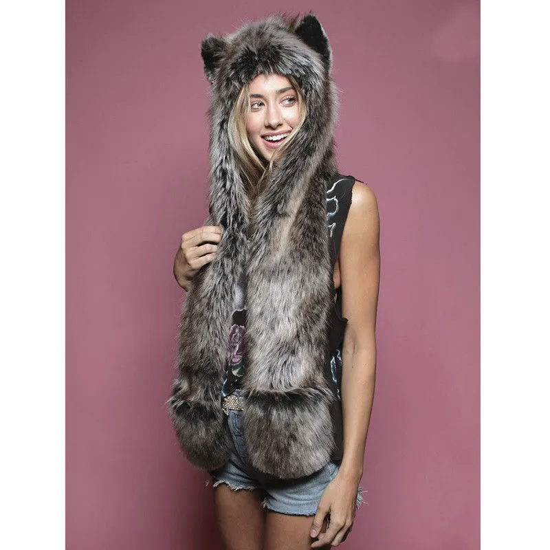 Faux Fur Animal Hood