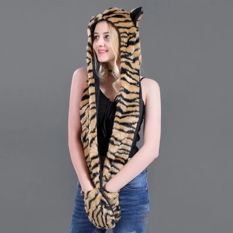 Faux Fur Animal Hood