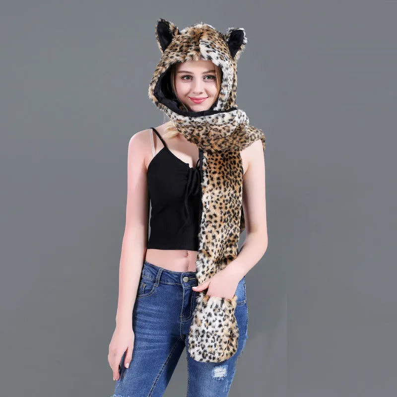 Faux Fur Animal Hood