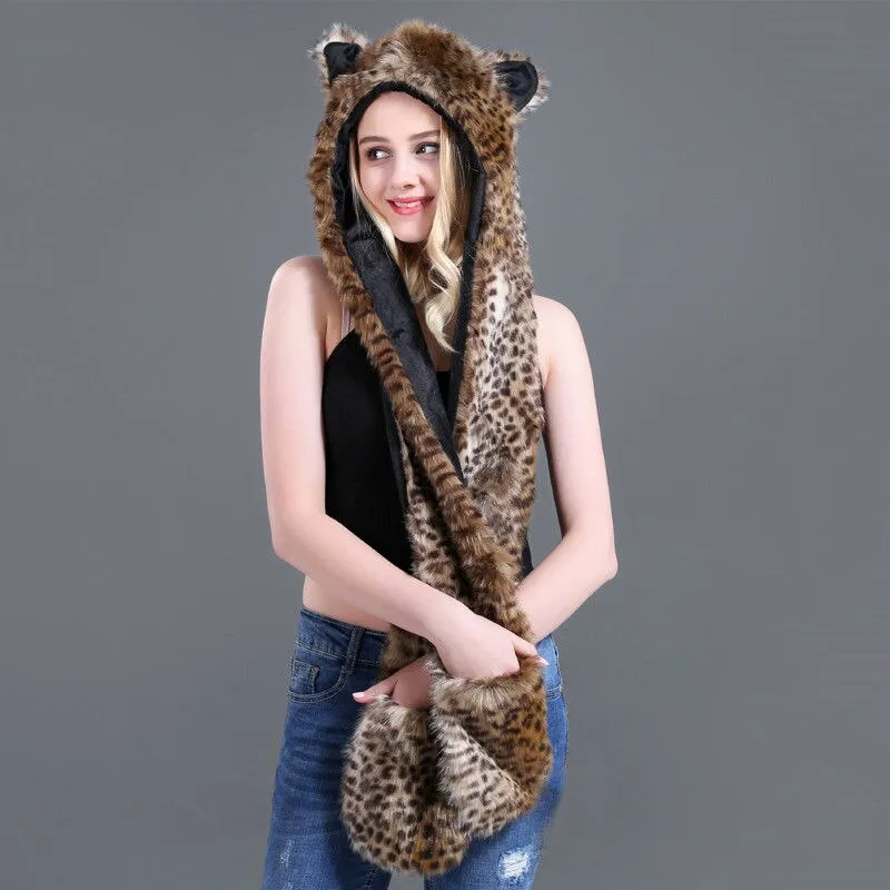 Faux Fur Animal Hood