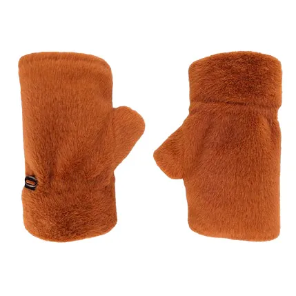 Faux Fur Fingerless Gloves Caramel