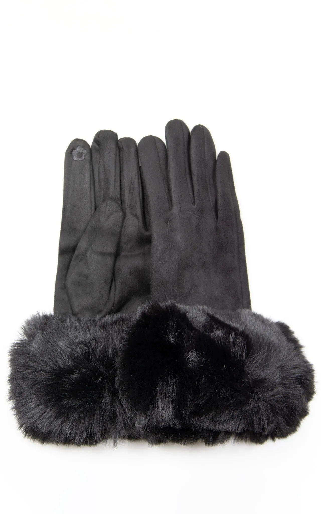 Faux Fur Gloves | Black