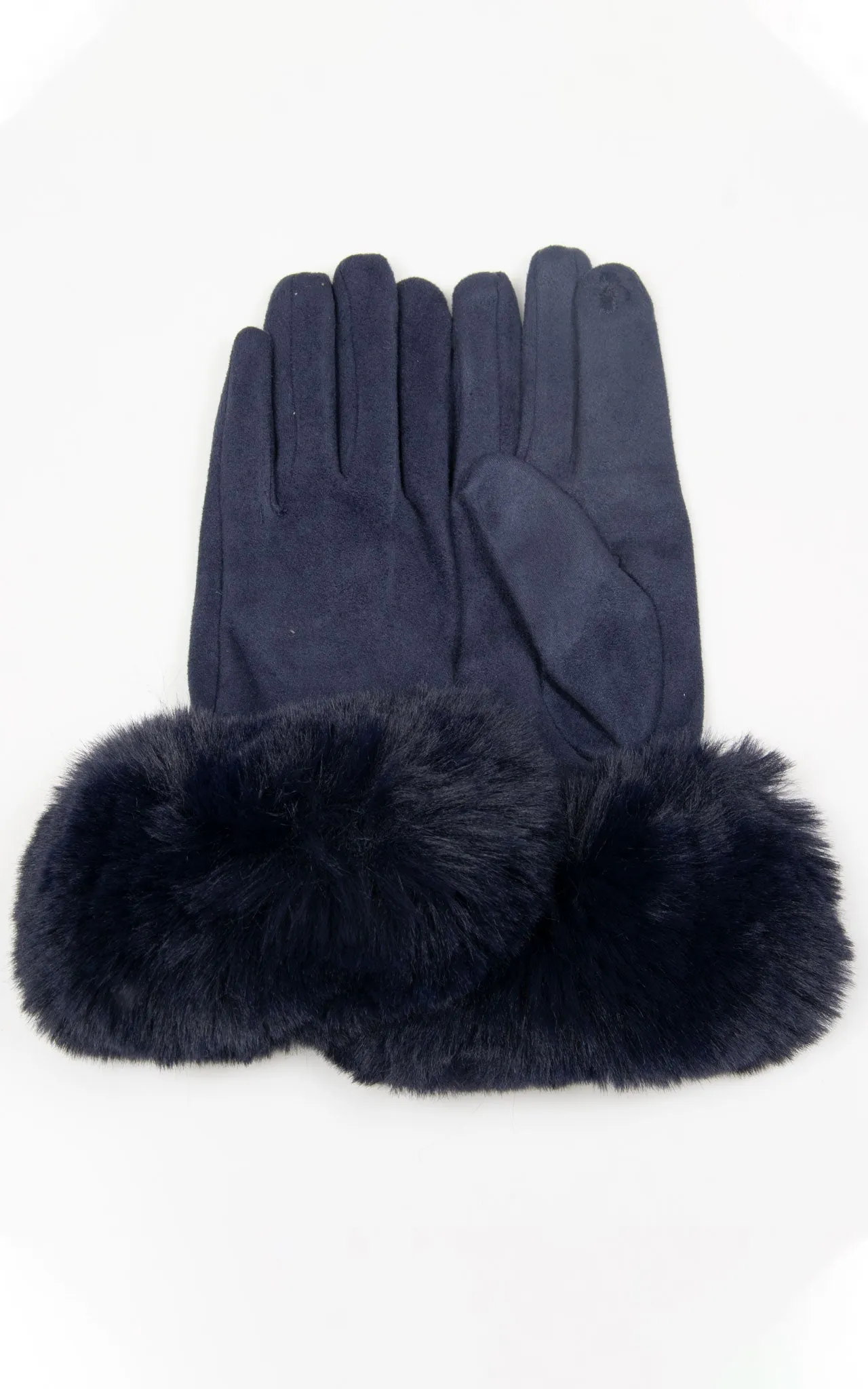 Faux Fur Gloves | Navy