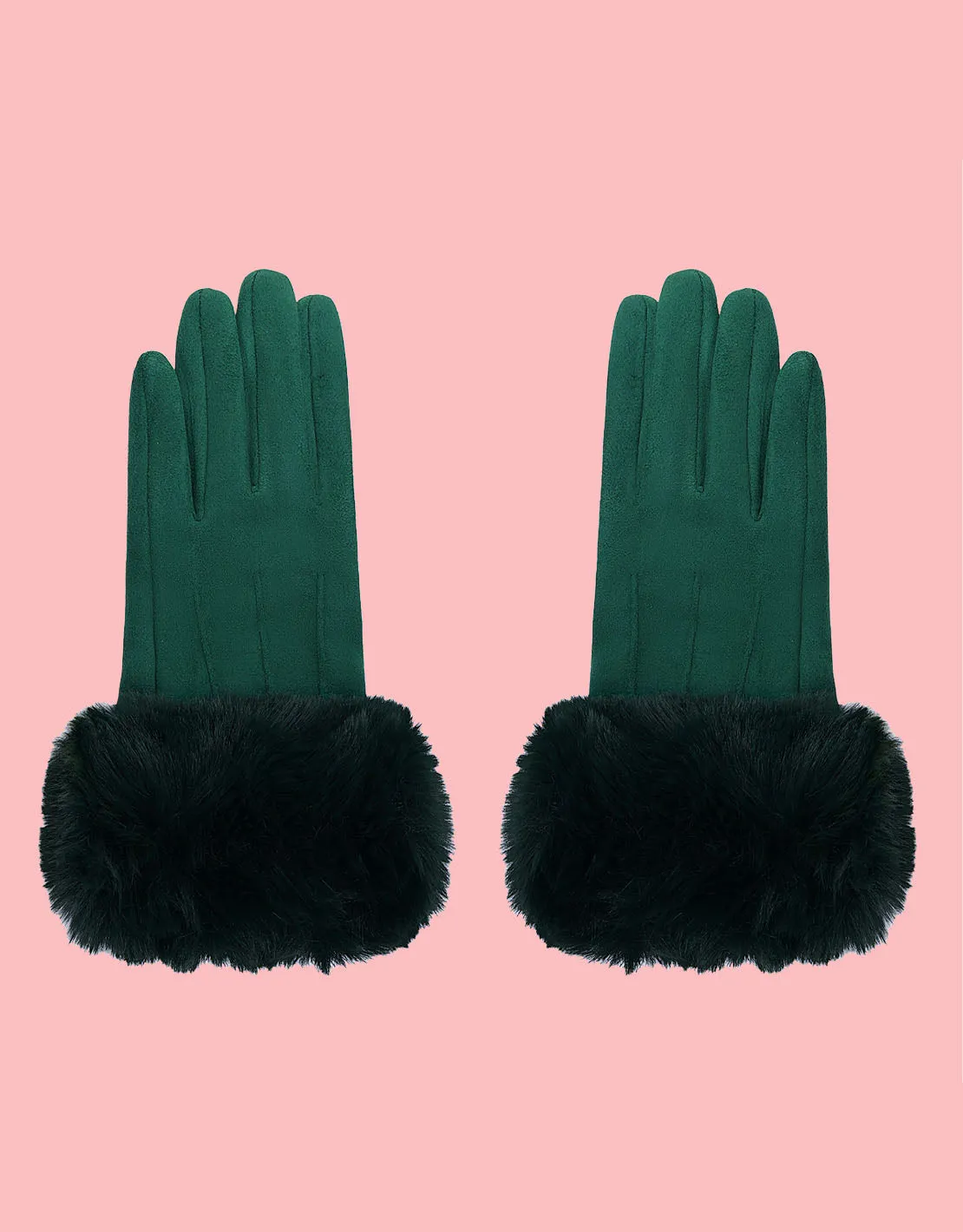 Faux fur trim gloves