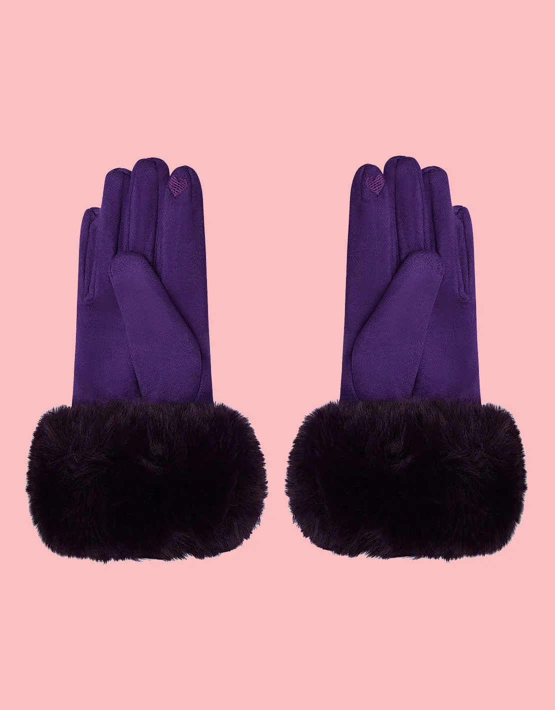 Faux fur trim gloves