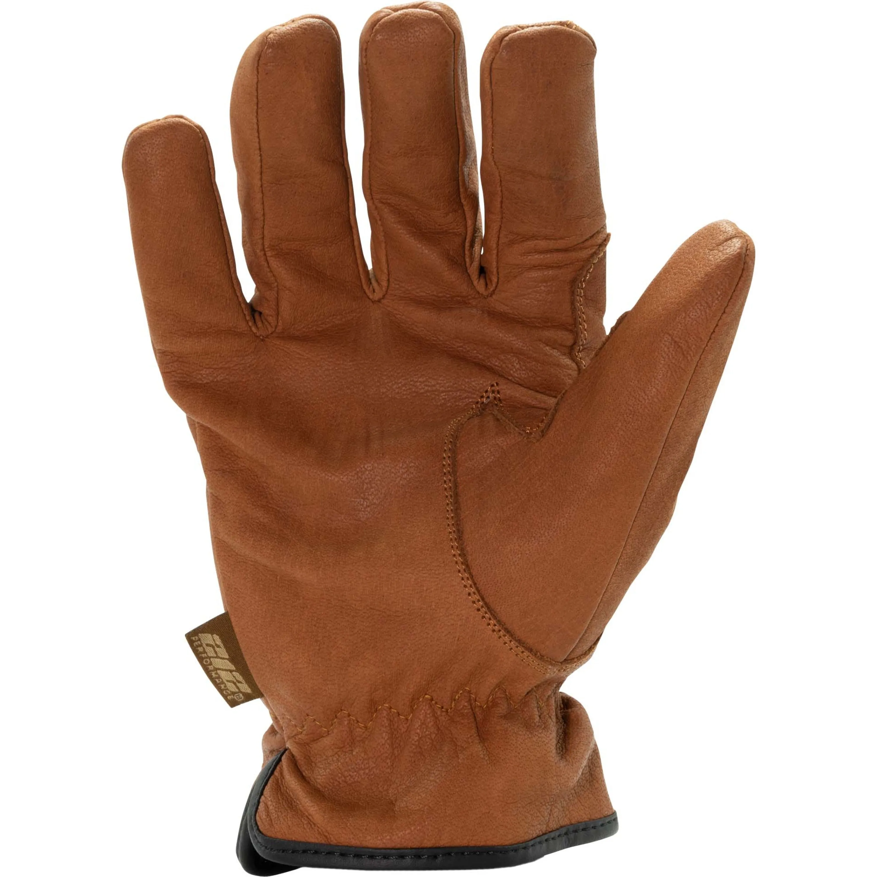 Fleece Lined Buffalo Leather Driver Winter Work Glove in Russet Brown