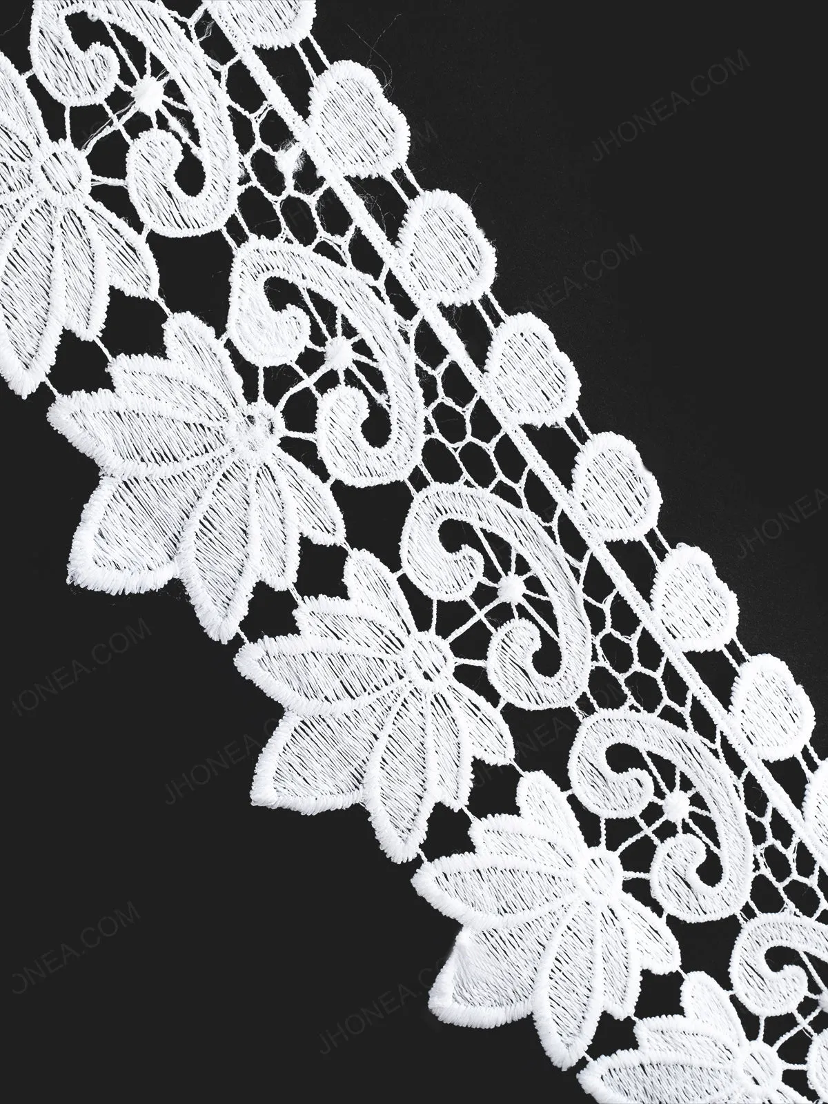 Floral Cutwork Design White Lace Trim