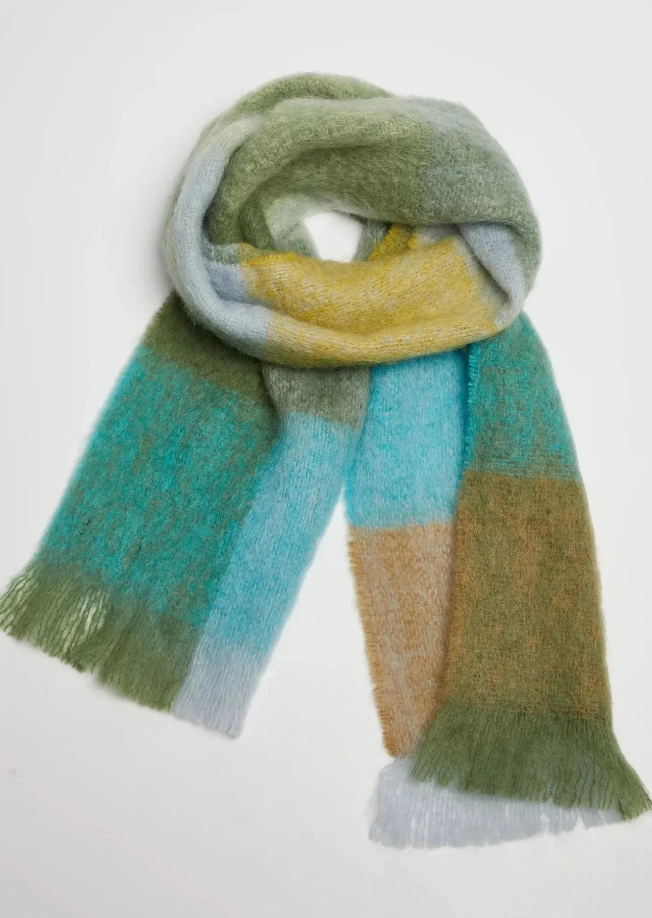 Foxford Giant Mohair Scarf | Blue Green