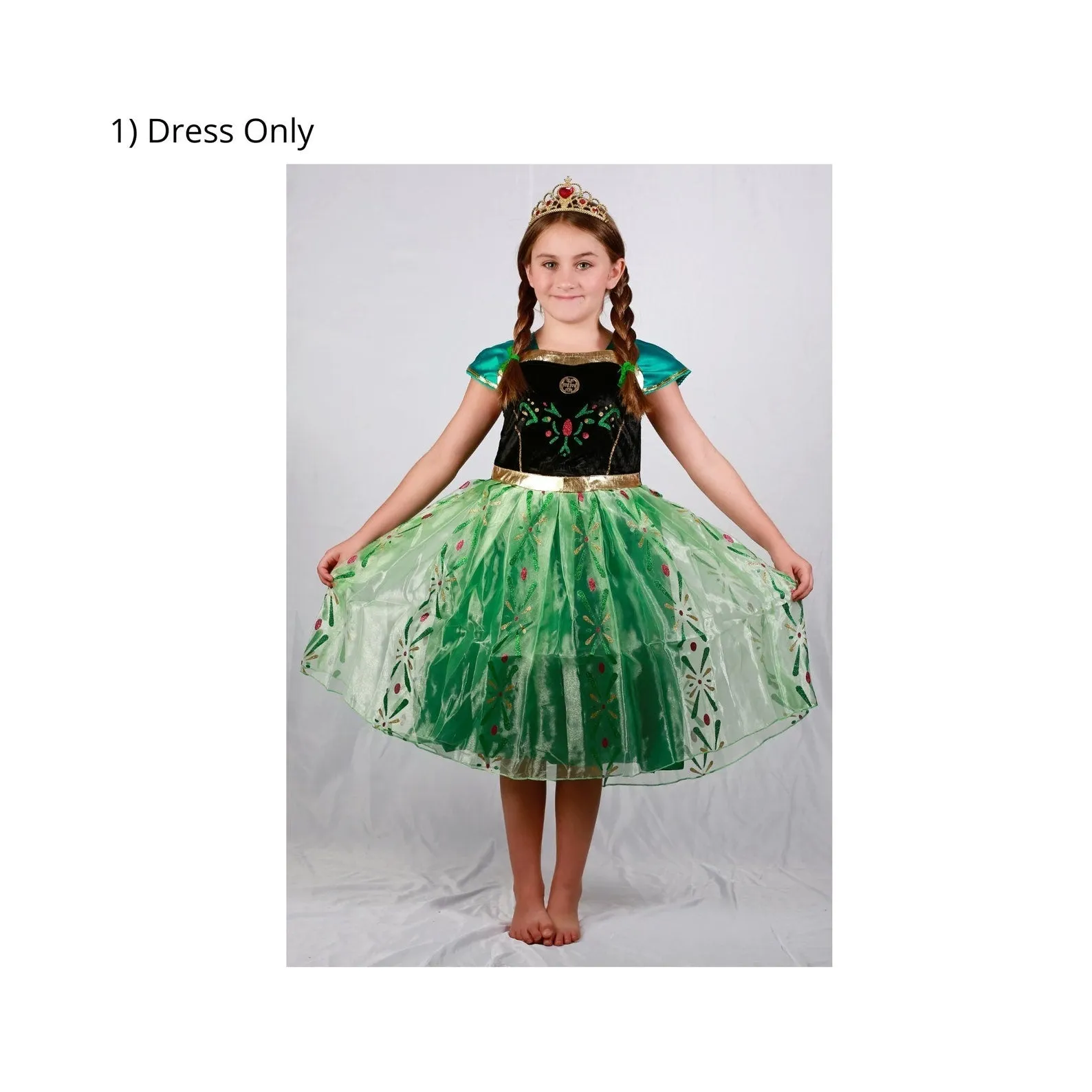 Frozen princess Anna coronation dress, Queen costume plus Accessories Set