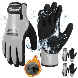 HANDLANDY Waterproof Work Gloves for Cold Weather, Insulated Winter Freezer Work Gloves with Grip for Men Women - 2 Pairs 11176