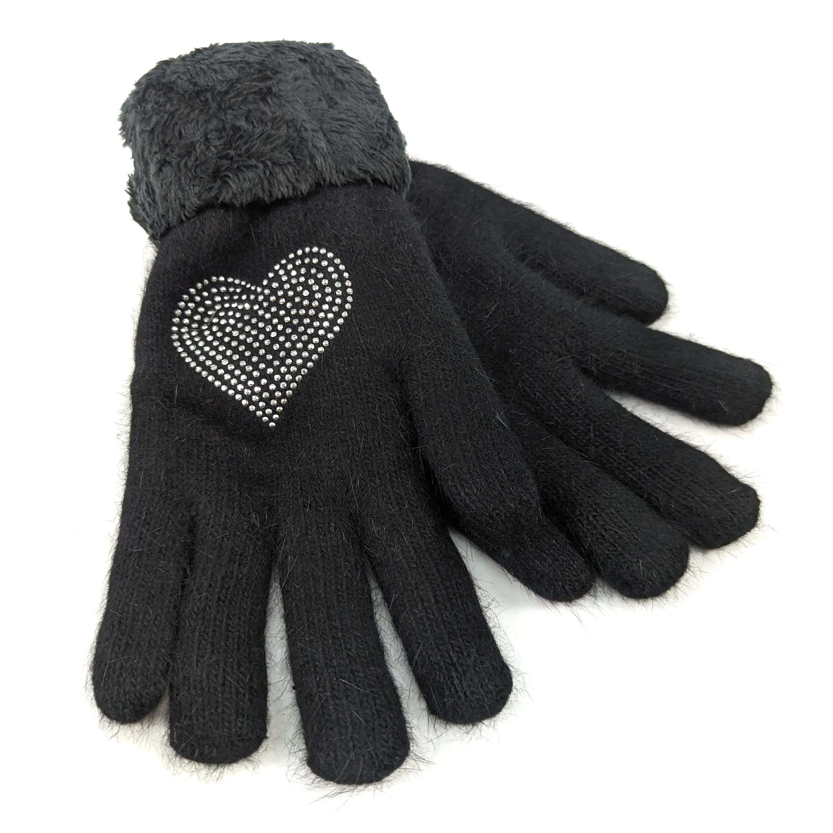 Heart Faux Fur Gloves