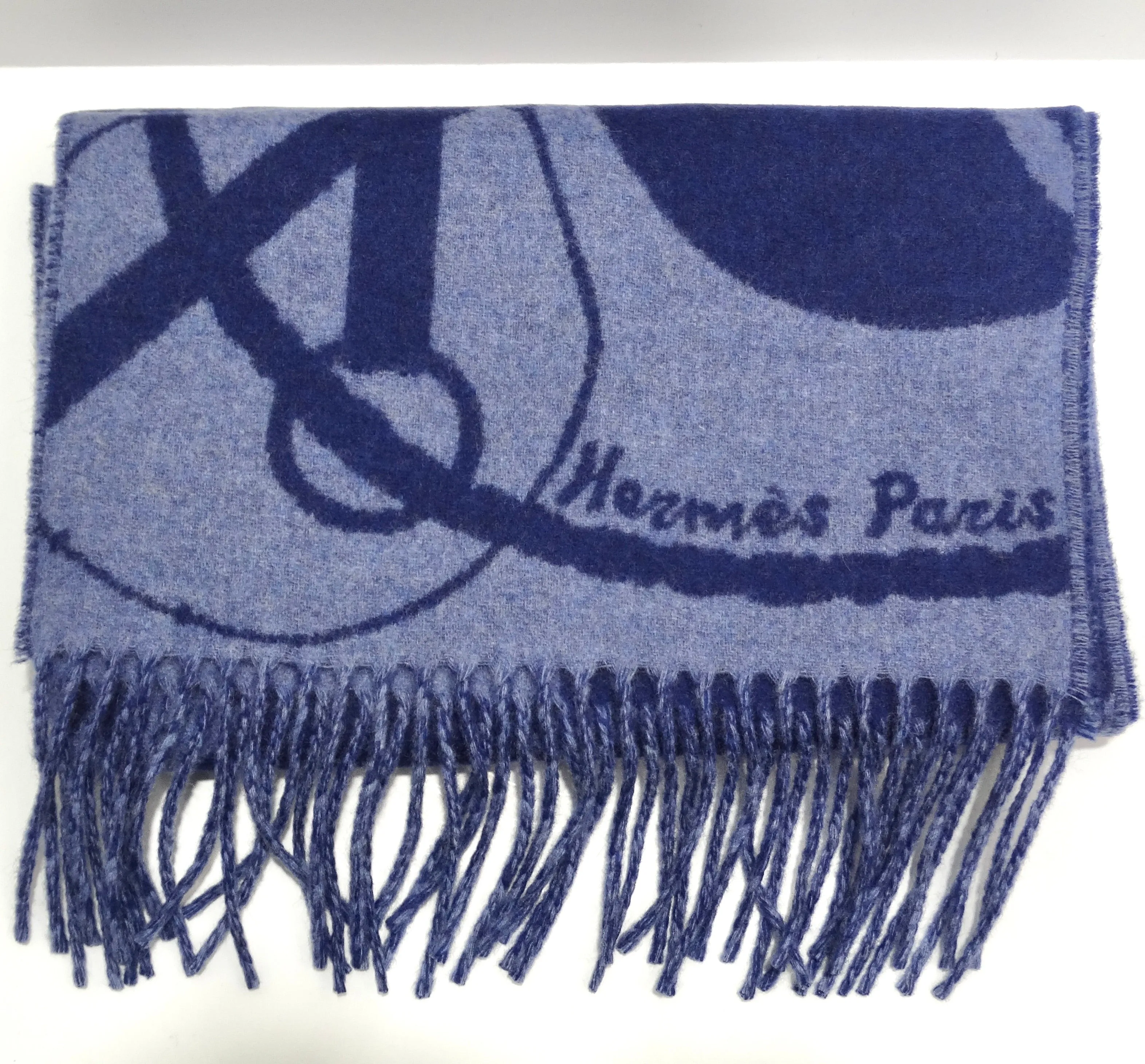 Hermes Blue Cashmere Scarf