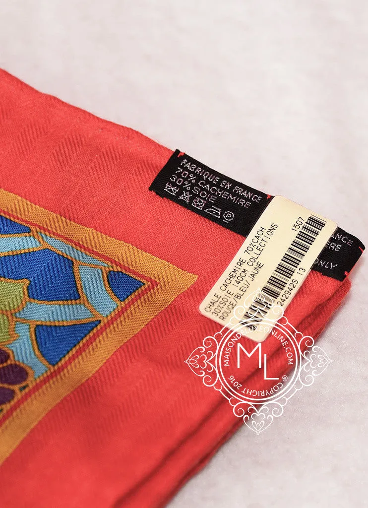 Hermes "Collections Imperiales" Rouge Cashmere 140 GM Shawl Scarf