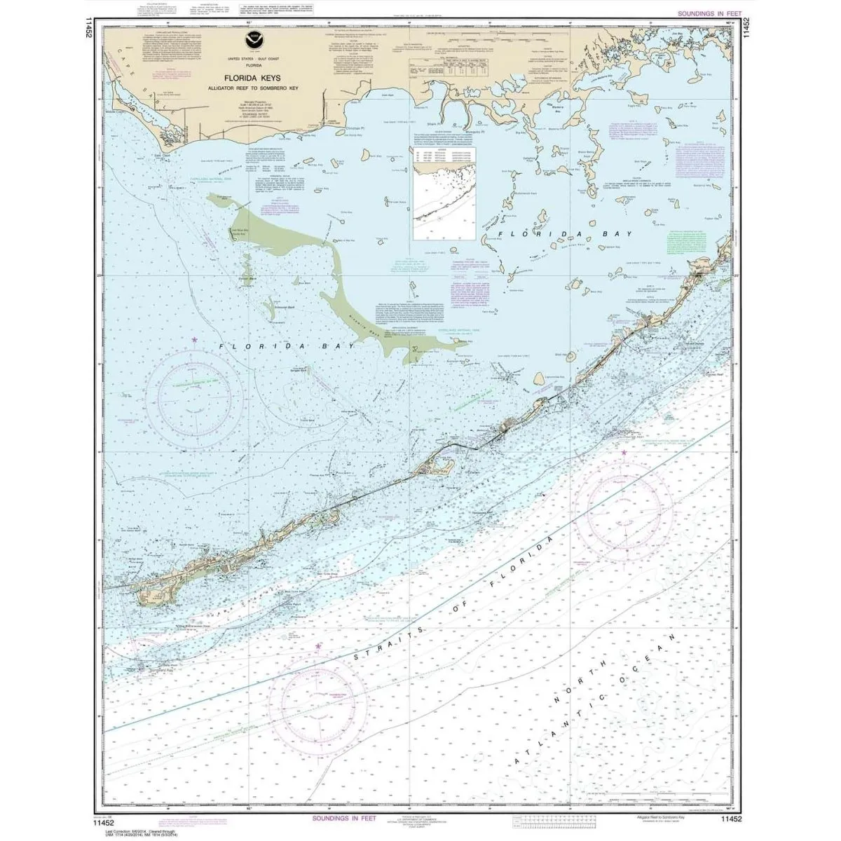 Historical NOAA Chart 11452: Intracoastal Waterway Alligator Reef to Sombrero Key