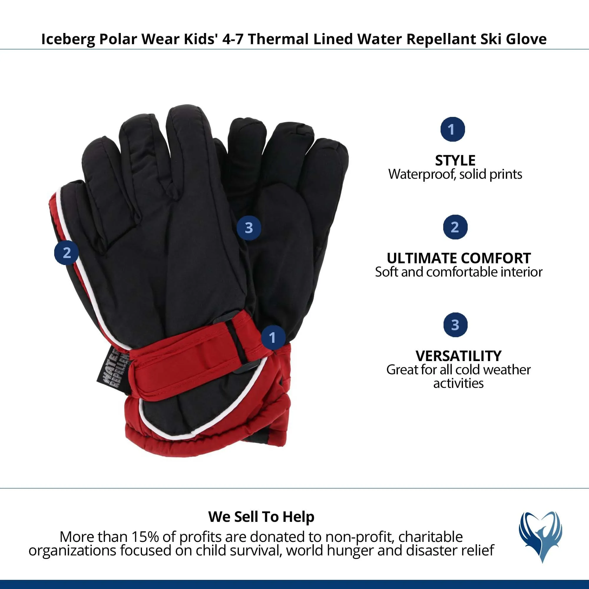 Iceberg Polar Wear Kids' 4-7 Thermal Lined Water Repellant Ski Glove