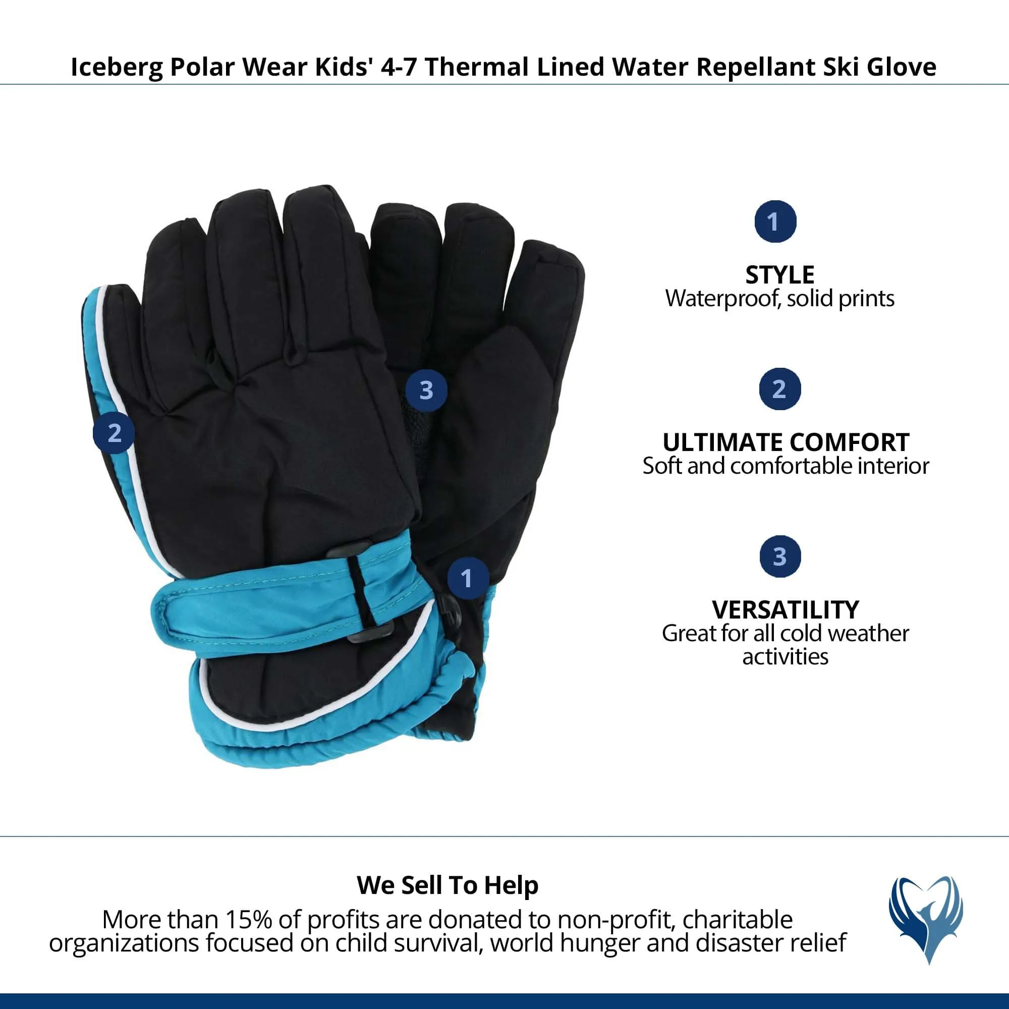 Iceberg Polar Wear Kids' 4-7 Thermal Lined Water Repellant Ski Glove