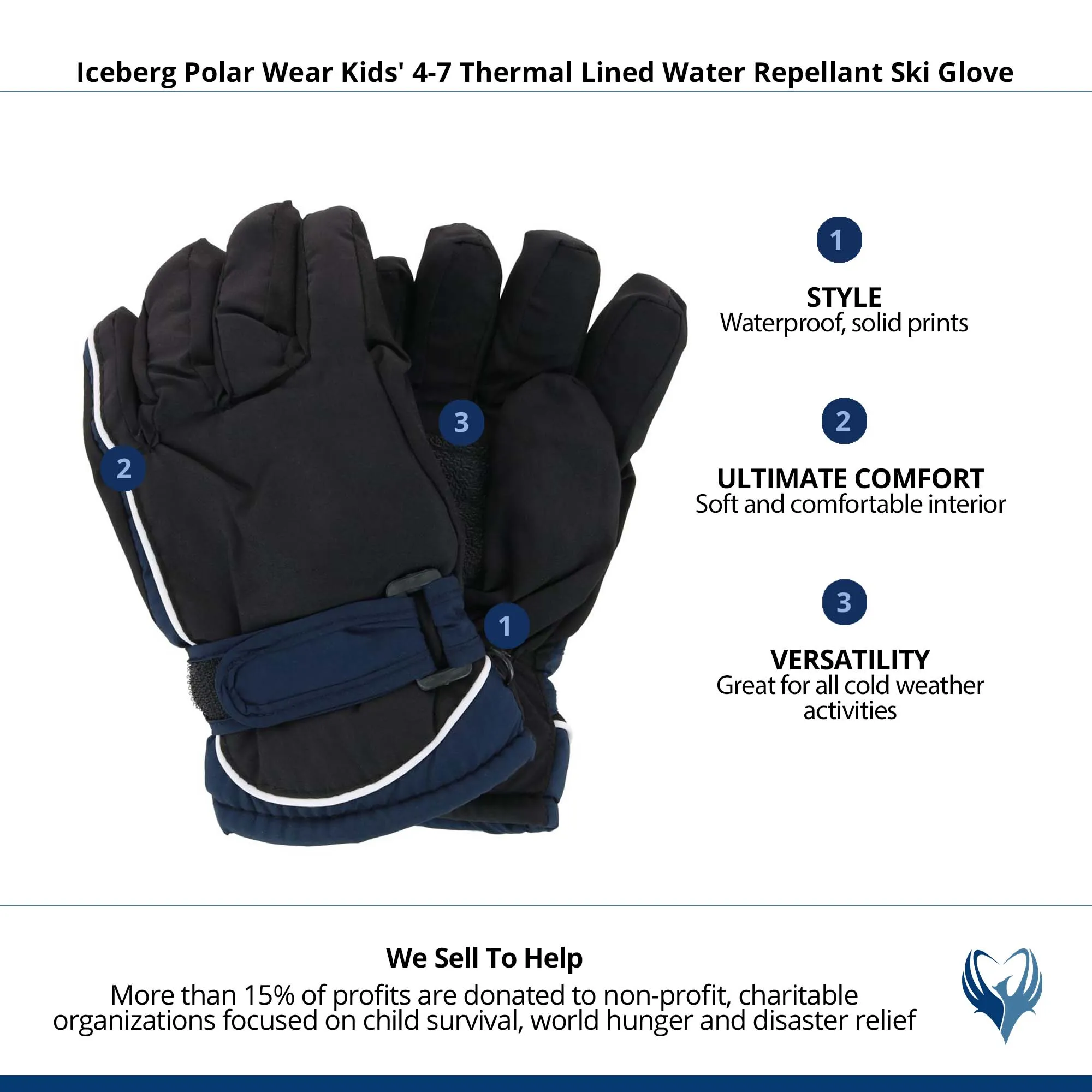 Iceberg Polar Wear Kids' 4-7 Thermal Lined Water Repellant Ski Glove