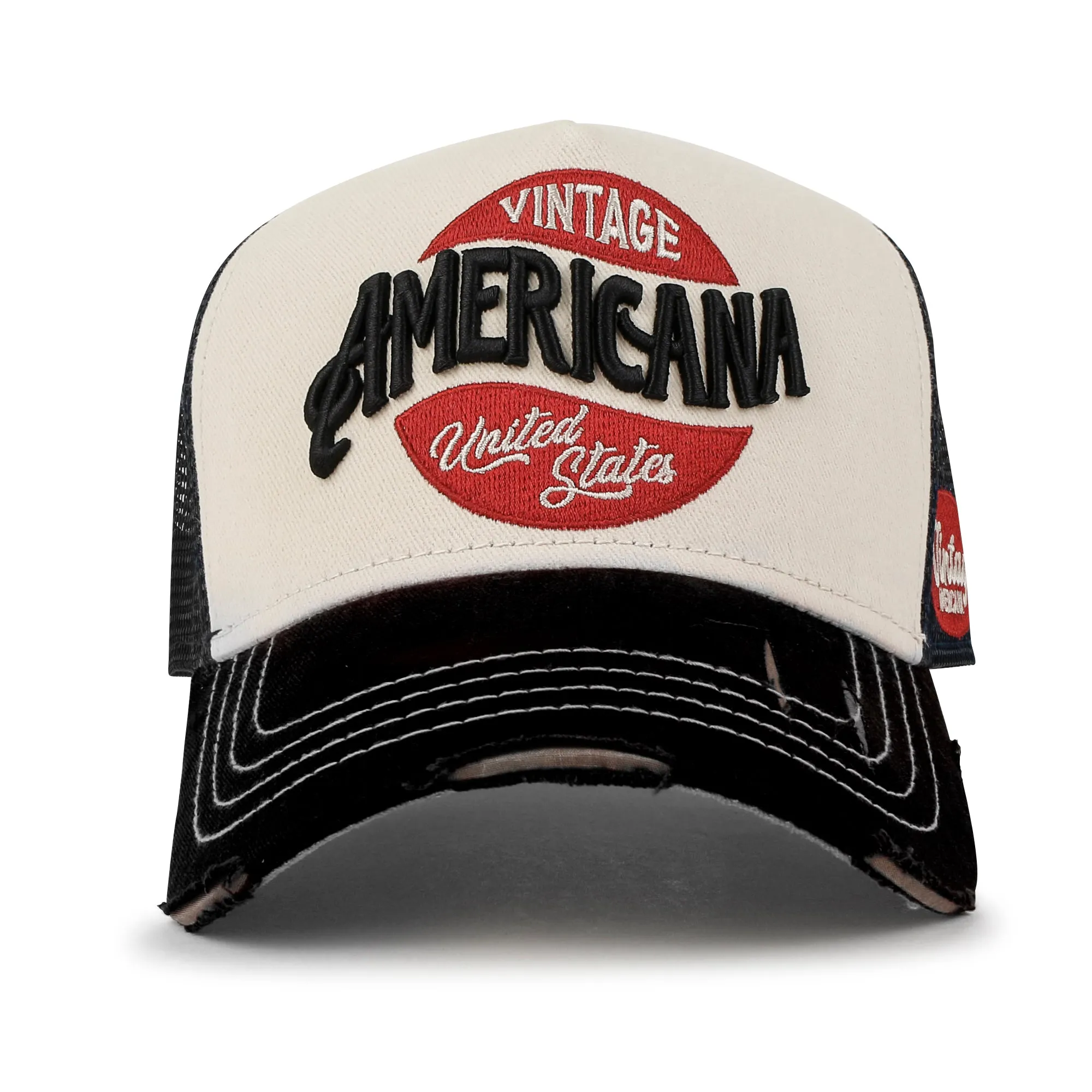 ililily PREMIUM AMERICANA Embroidery Baseball Cap Vintage Trucker Hat