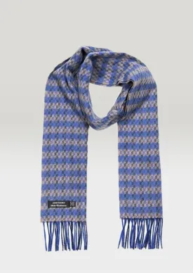 Irish Cashmere Wool Scarf | Blue Beige Check