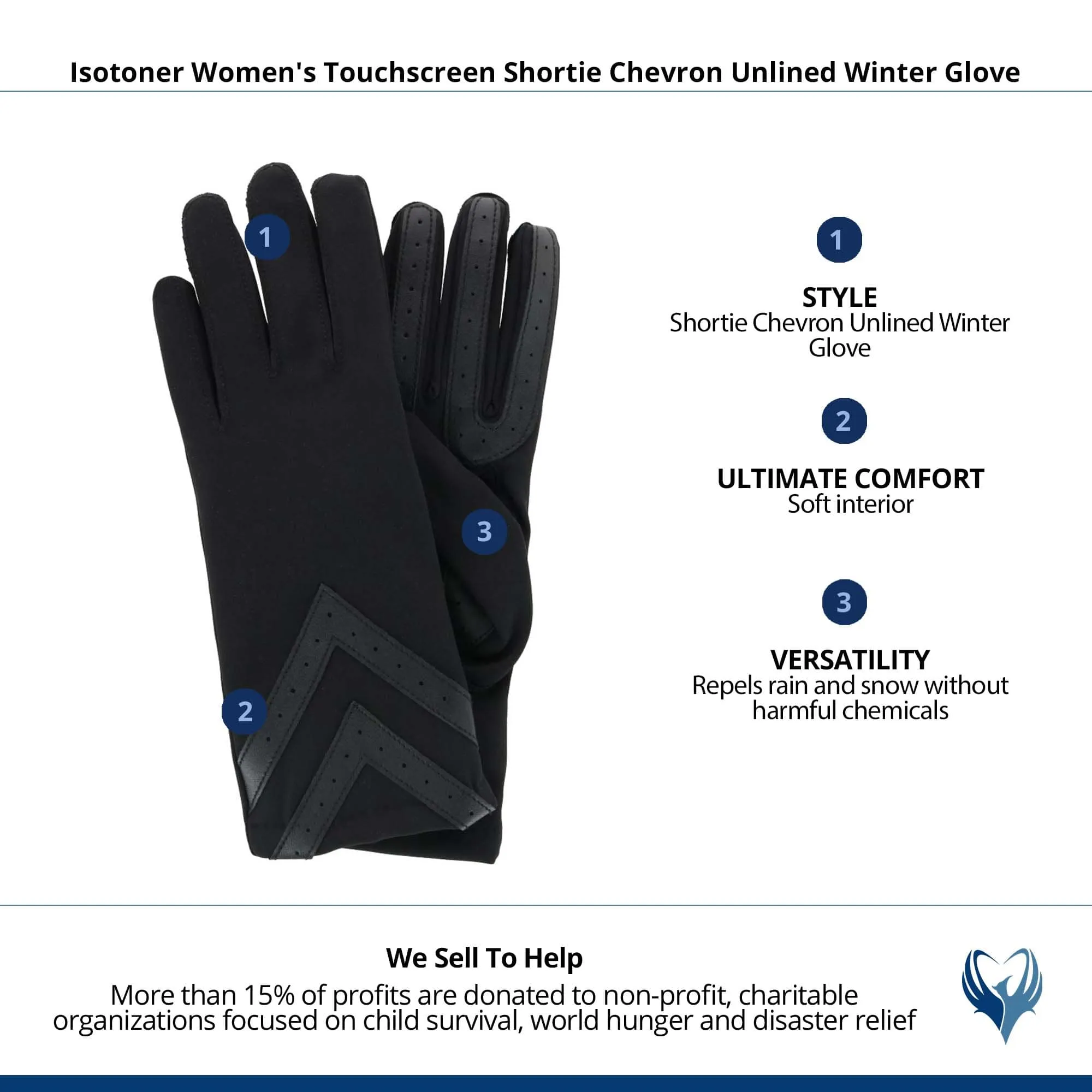 Isotoner Women's Touchscreen Shortie Chevron Unlined Winter Glove