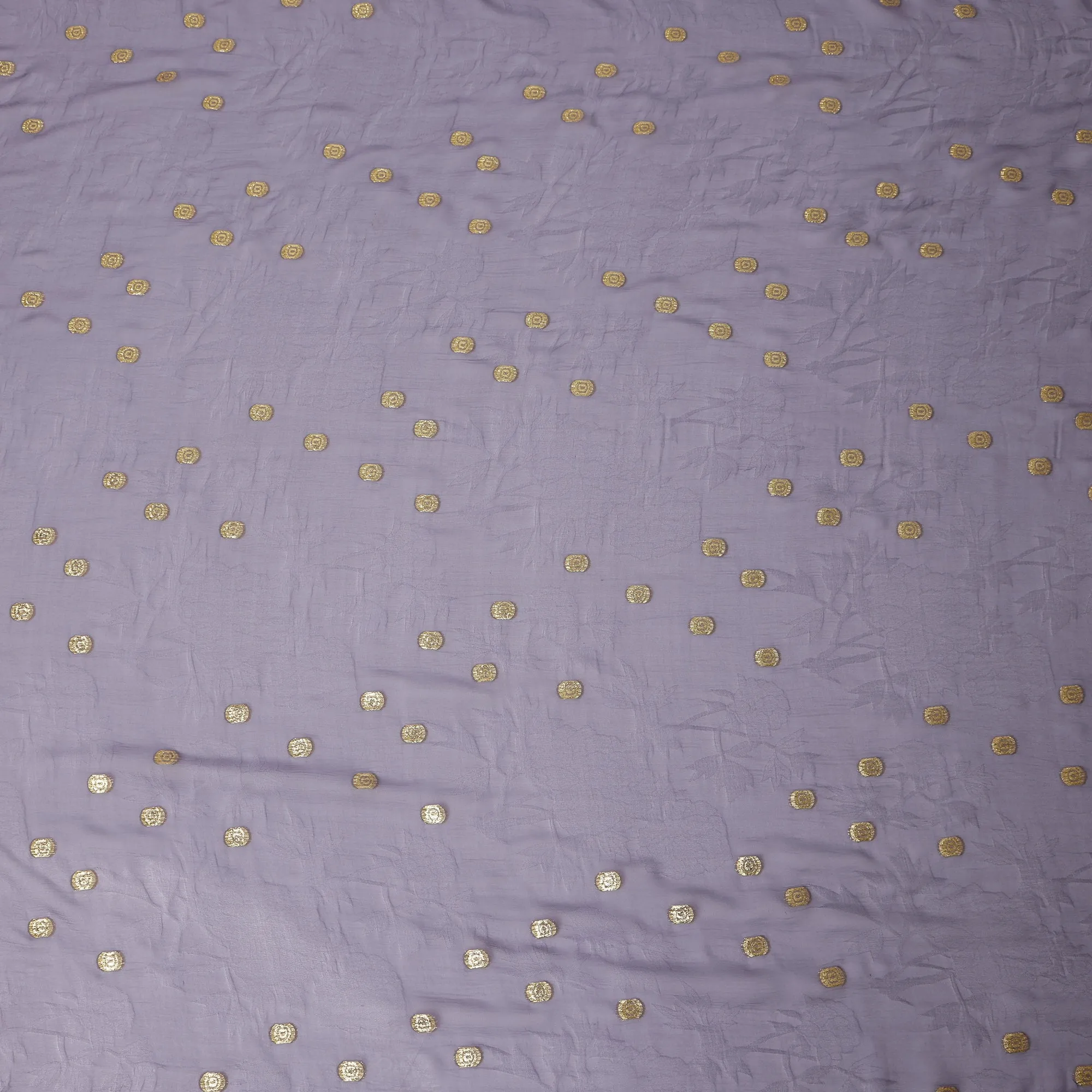 Lavender Grey Silk Chiffon Fabric with Gold Metallic Lurex Dots, 110 cm Width, Made in South Korea-D21140