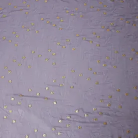 Lavender Grey Silk Chiffon Fabric with Gold Metallic Lurex Dots, 110 cm Width, Made in South Korea-D21140