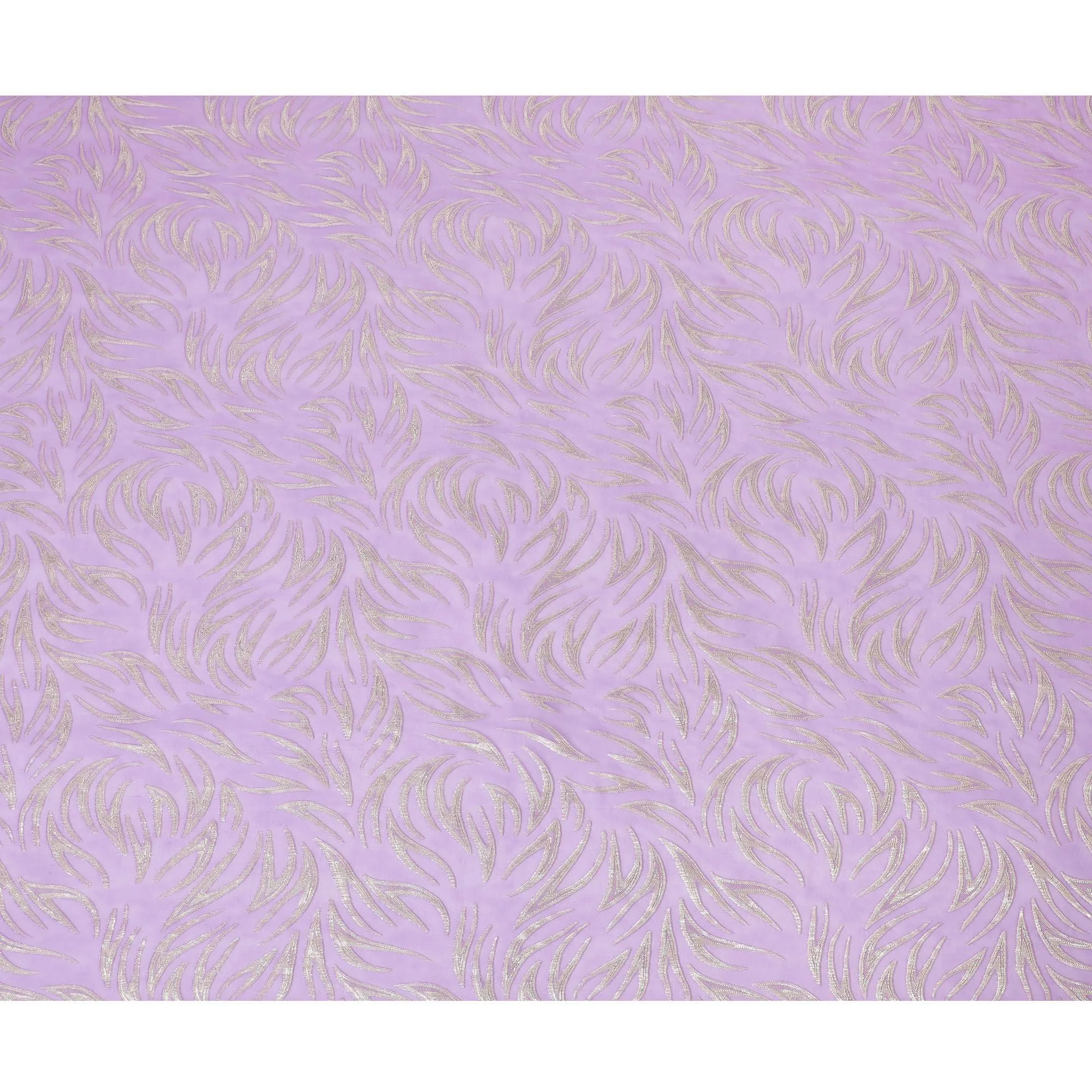 Lavender premium pure silk chiffon fabric with gold metallic lurex in abstract design-D14159