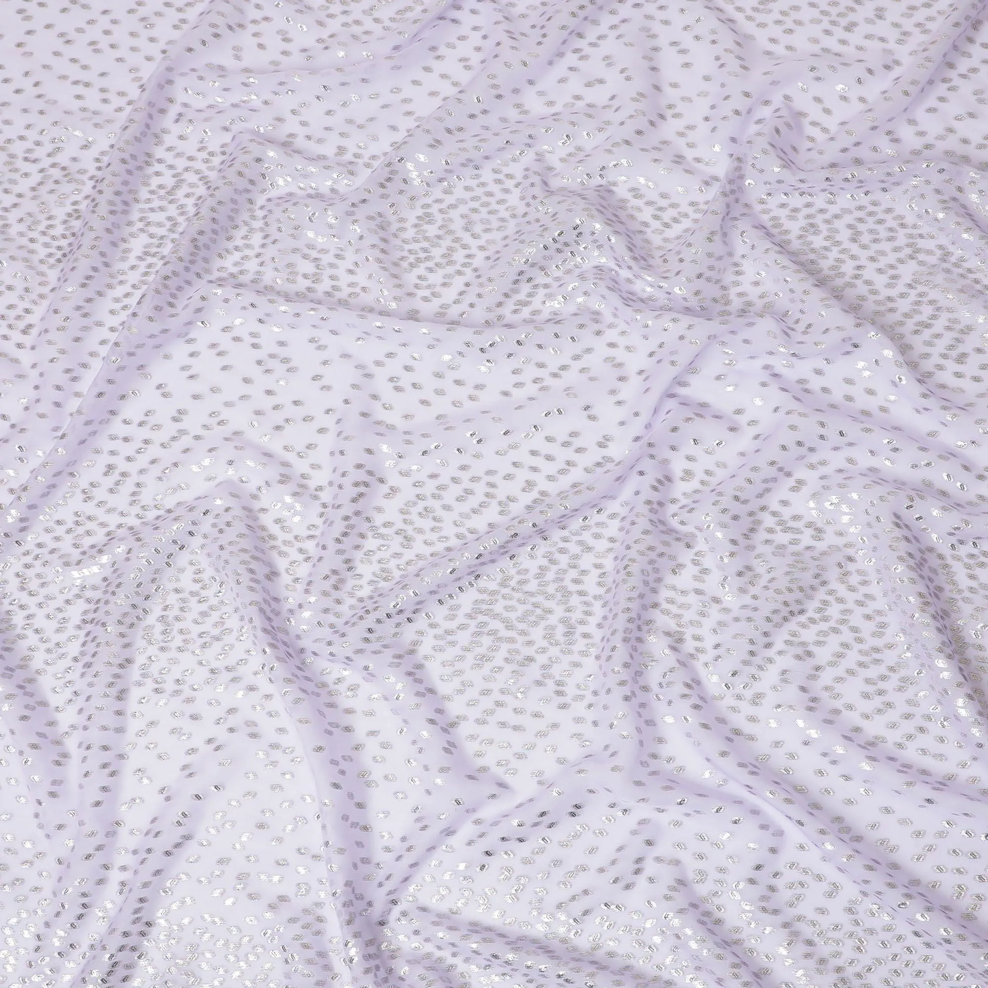 Lavender Premium pure silk chiffon fabric with multicolor metallic lurex in fancy design-D13143