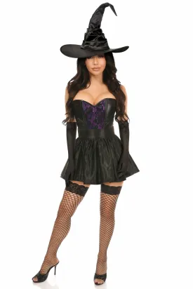 Lavish 4 PC Purple Lace Witch Corset Costume