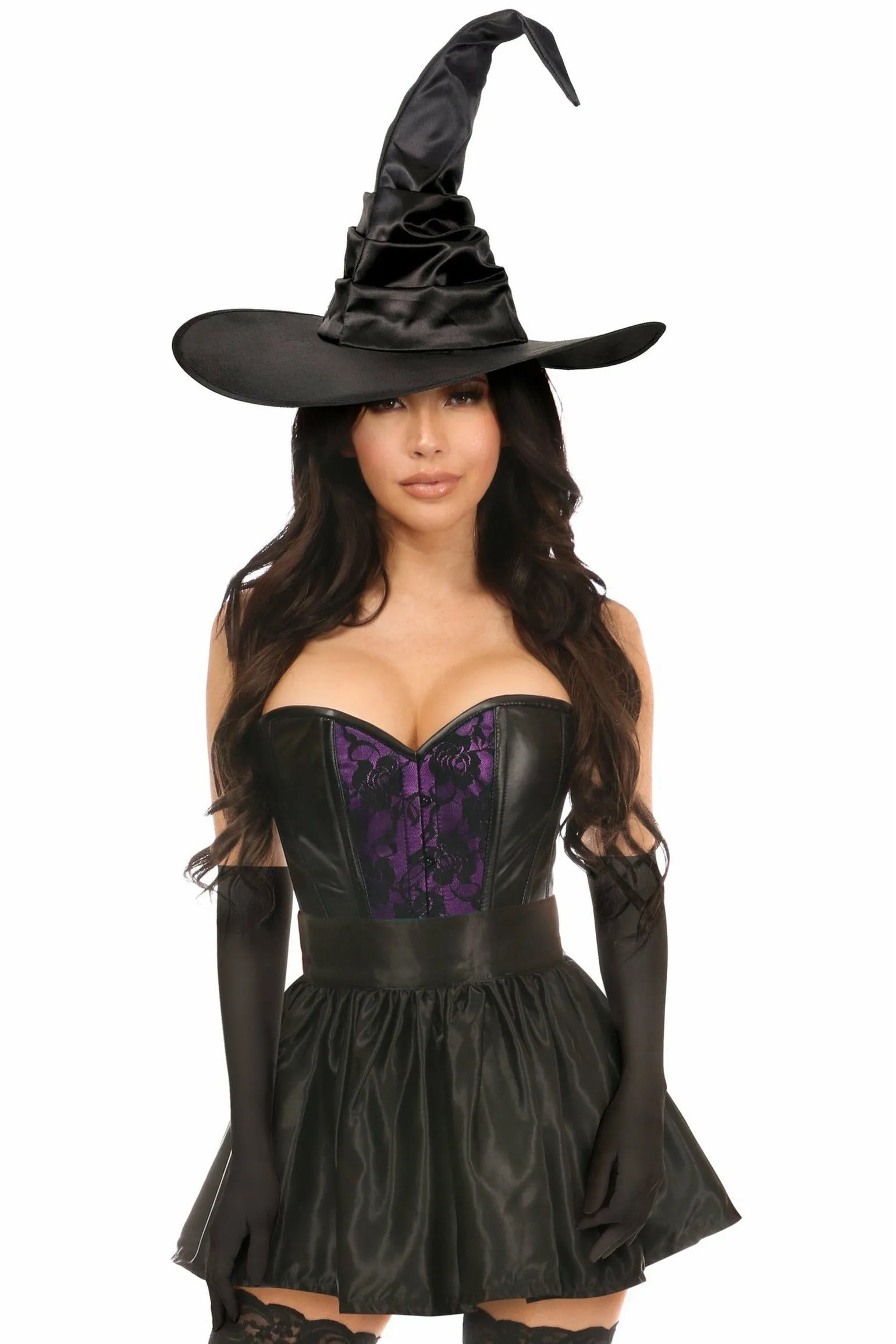 Lavish 4 PC Purple Lace Witch Corset Costume