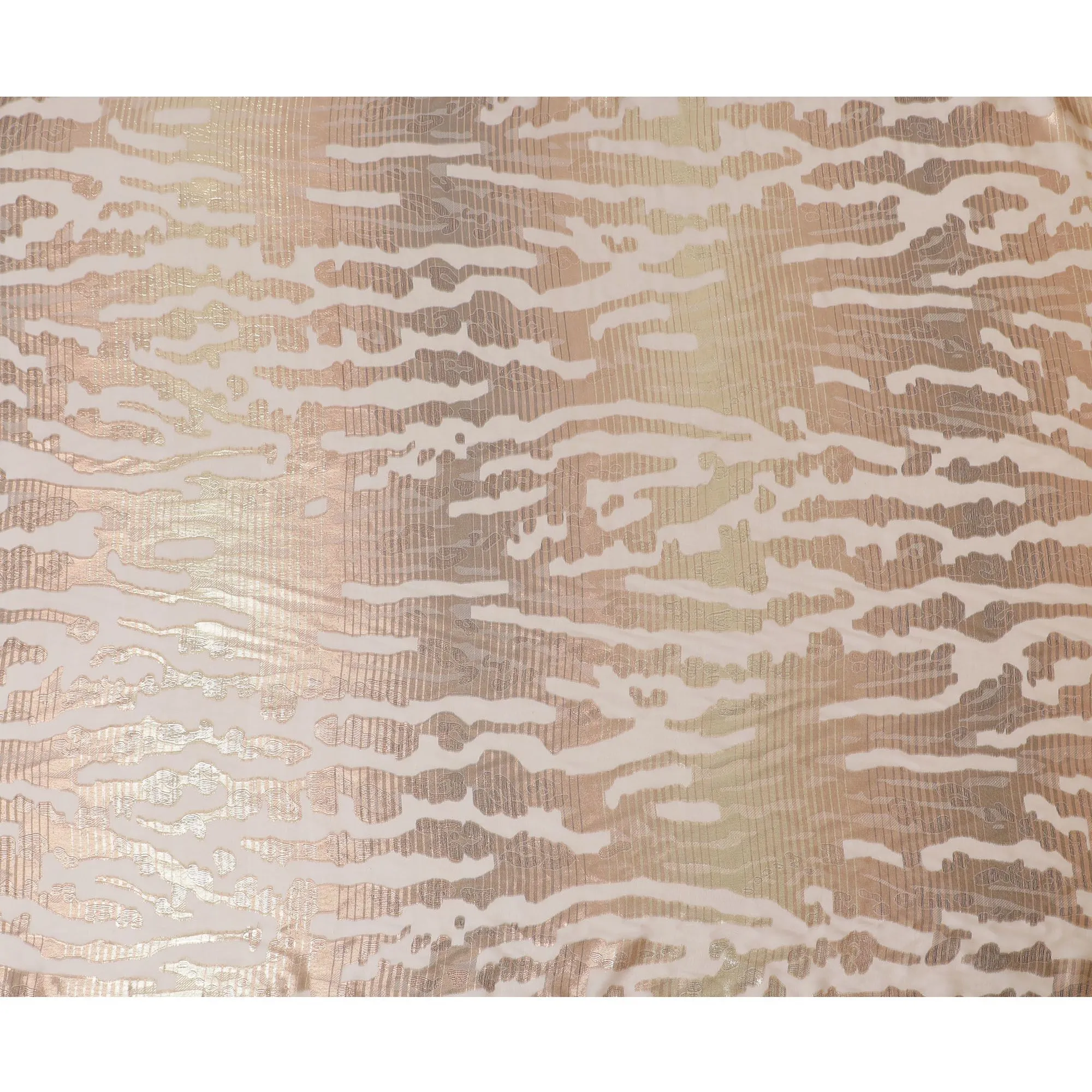 Light peach Premium pure French (Fransawi) silk chiffon fabric with copper metallic lurex in abstract design-D16968