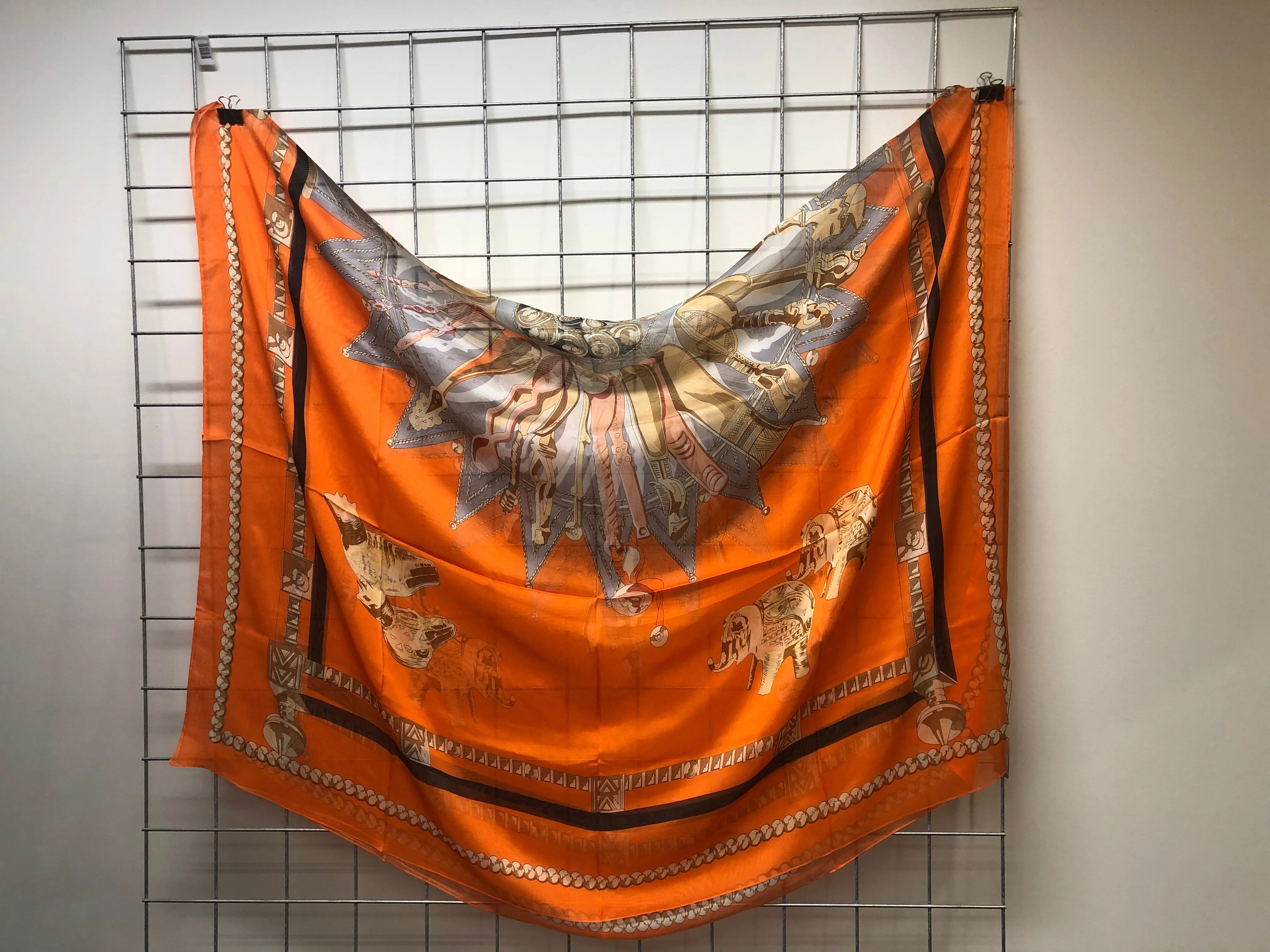 Luxury Chiffon Silk Scarf Beach Wrap Head Wrap 132cm*183cm Orange Printed