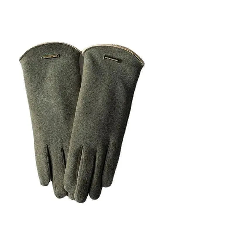 MAC058 Unisex Suede Touch Screen Gloves Faux Fur Lined Winter Warm