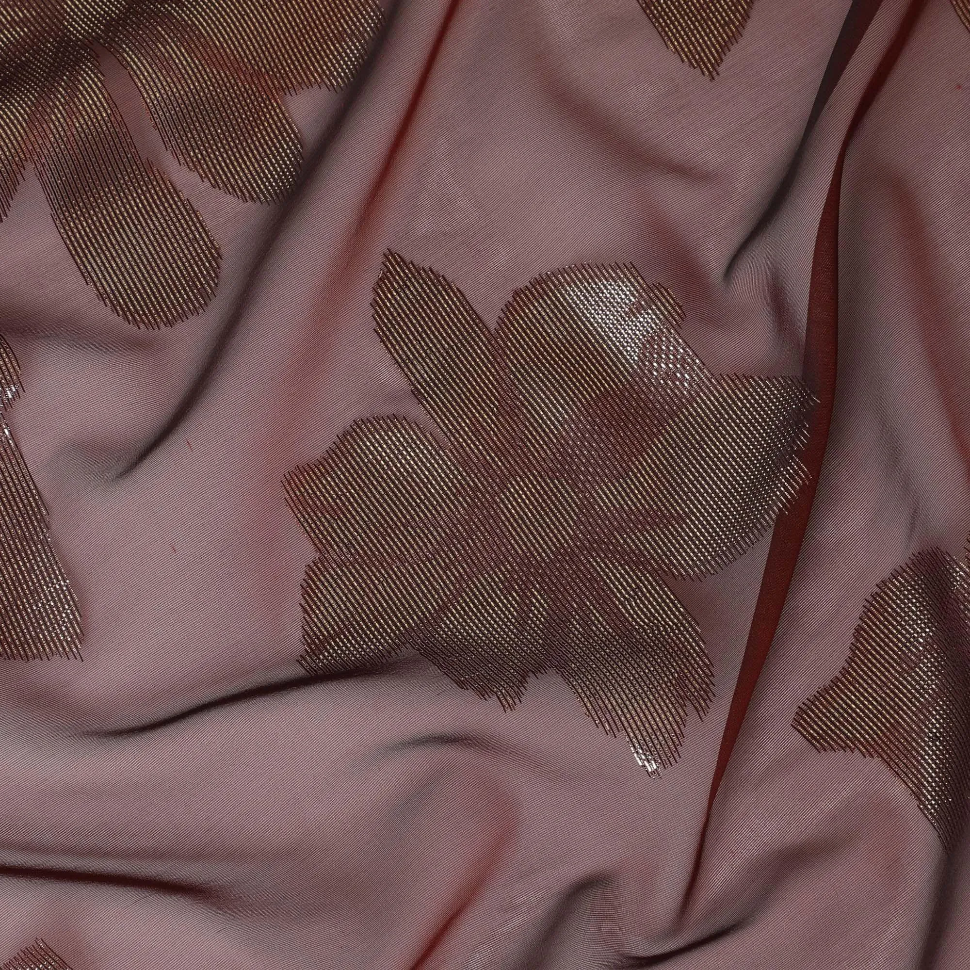 Maroon Premium pure Italian silk chiffon fabric with gold metallic lurex in floral design-D10795