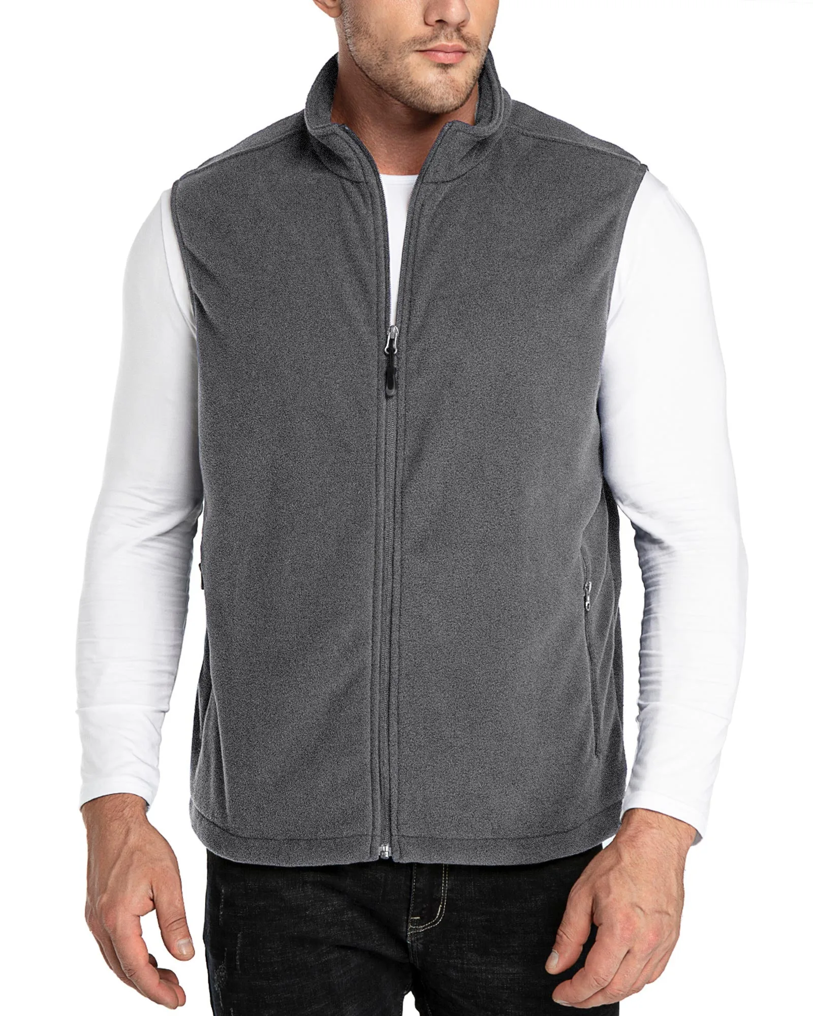 Men's 0.90 lbs Fleece Vest Outerwear with 4 Deep Pockets