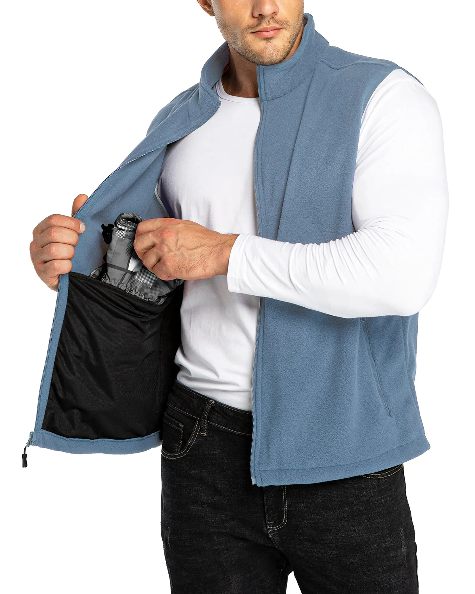 Men's 0.90 lbs Fleece Vest Outerwear with 4 Deep Pockets