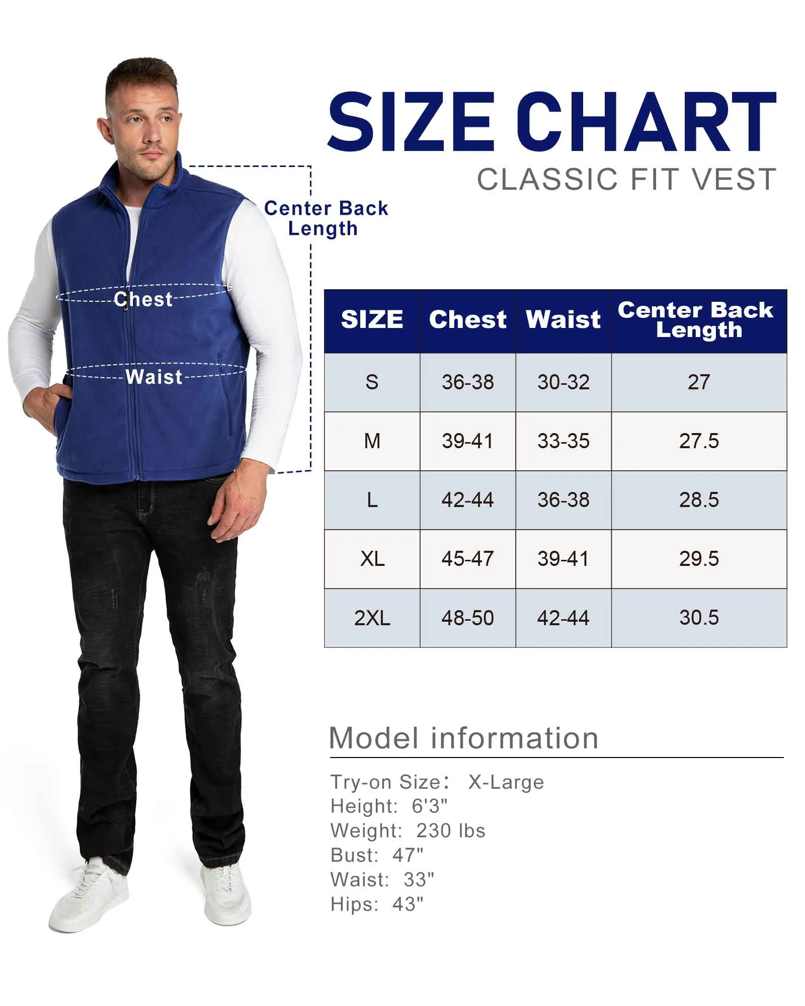 Men's 0.90 lbs Fleece Vest Outerwear with 4 Deep Pockets