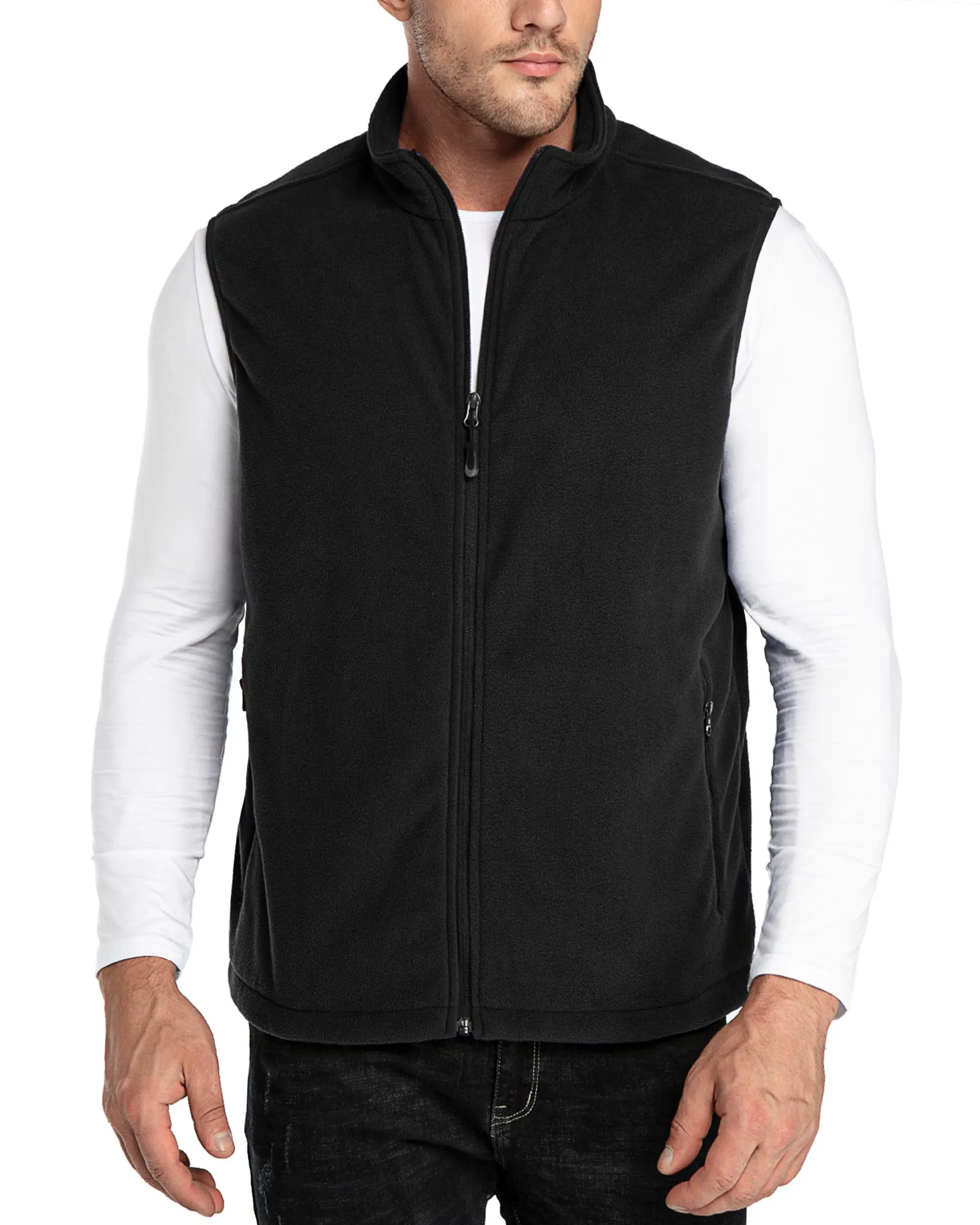 Men's 0.90 lbs Fleece Vest Outerwear with 4 Deep Pockets