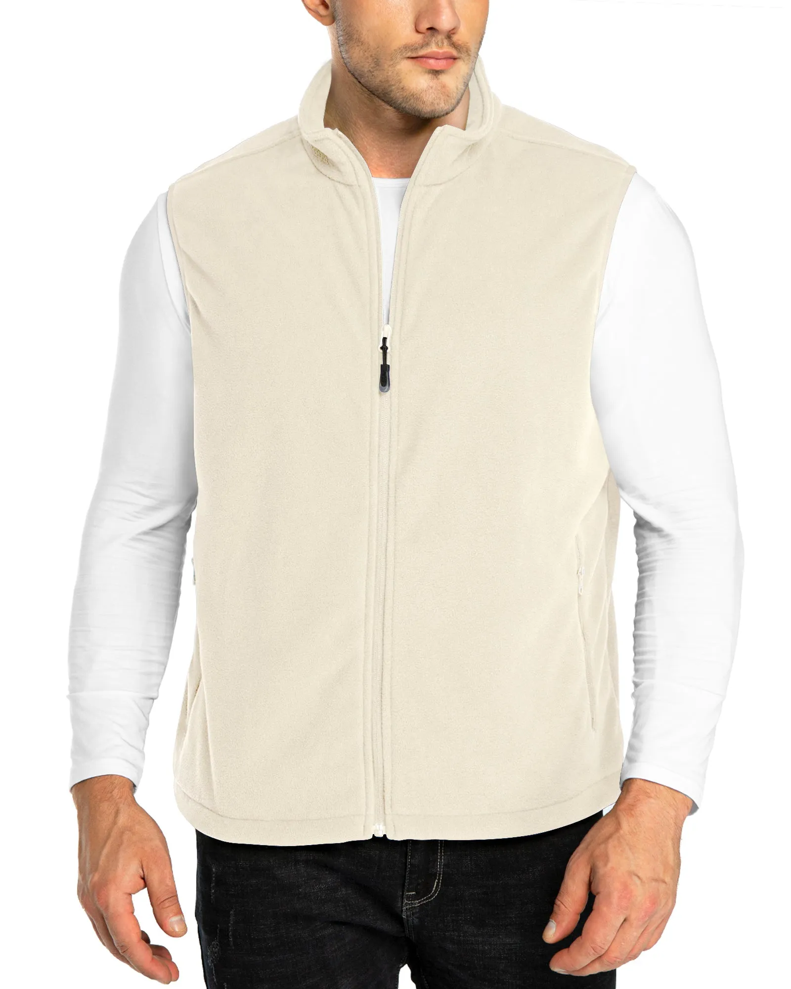 Men's 0.90 lbs Fleece Vest Outerwear with 4 Deep Pockets