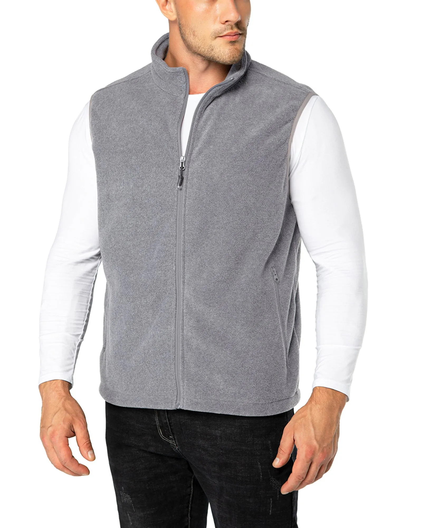 Men's 0.90 lbs Fleece Vest Outerwear with 4 Deep Pockets