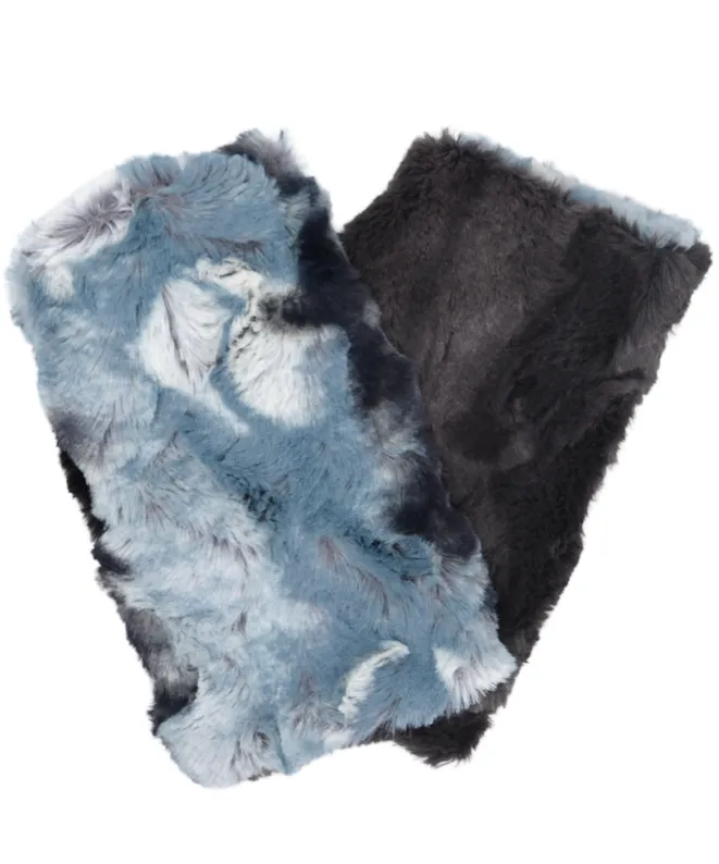 Men's Fingerless Gloves in Cascade Faux Furs - Reversible Too