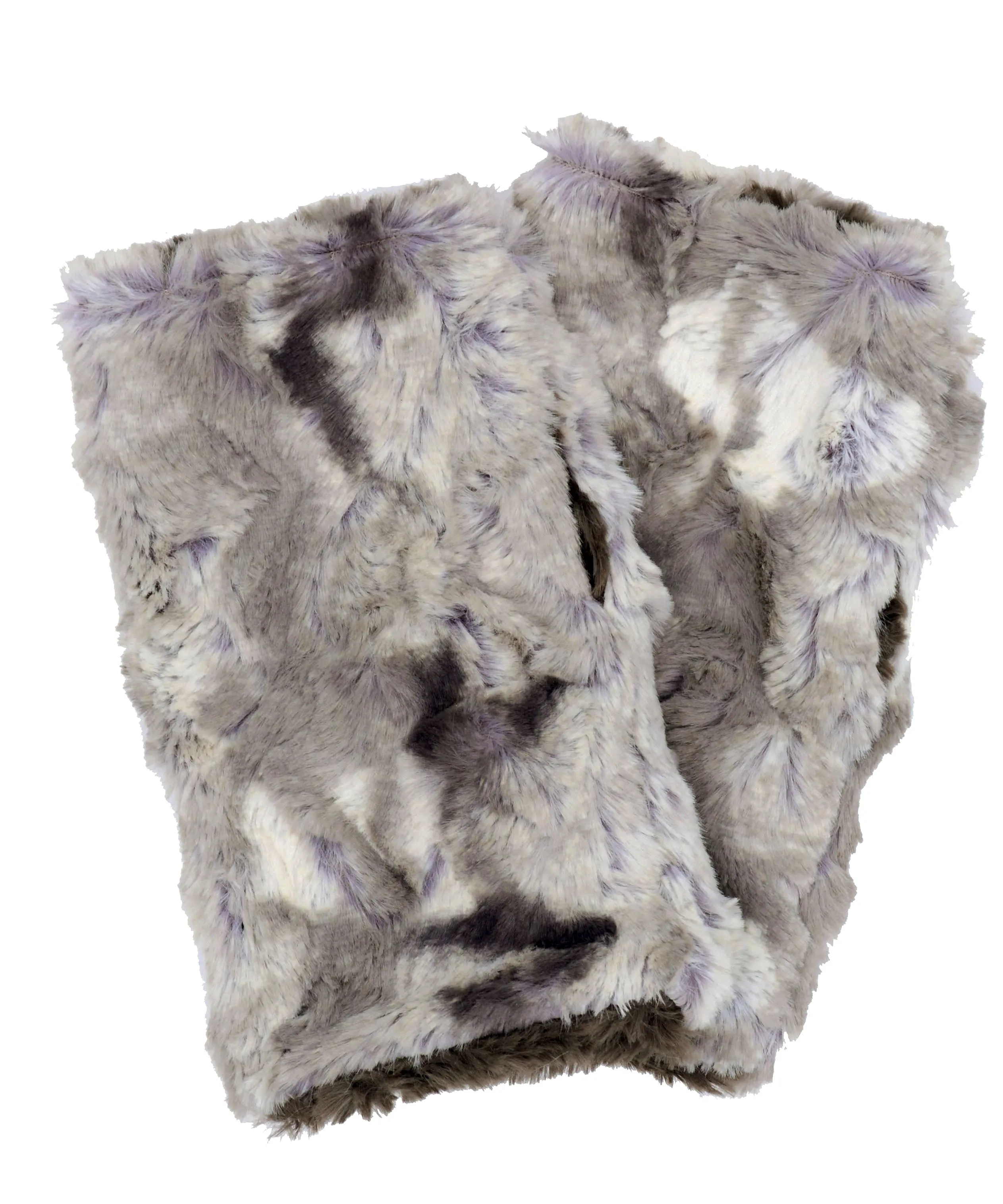 Men's Fingerless Gloves in Cascade Faux Furs - Reversible Too