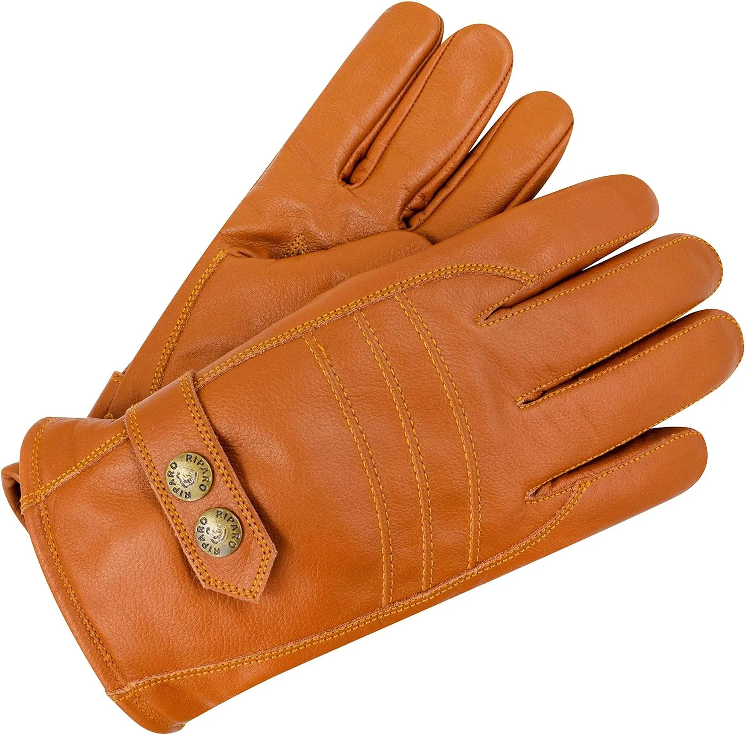 Men's Genuine Leather Fleece Lined Winter Gloves for Cold Weather - Brown