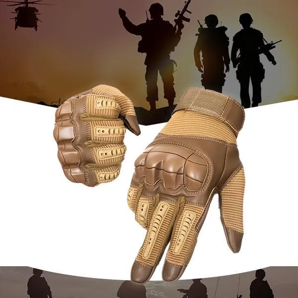 Military Full Finger Tactical Gloves - Hard Knuckle Army Special Forces Ops Fire Resistant Water Proof Gloves