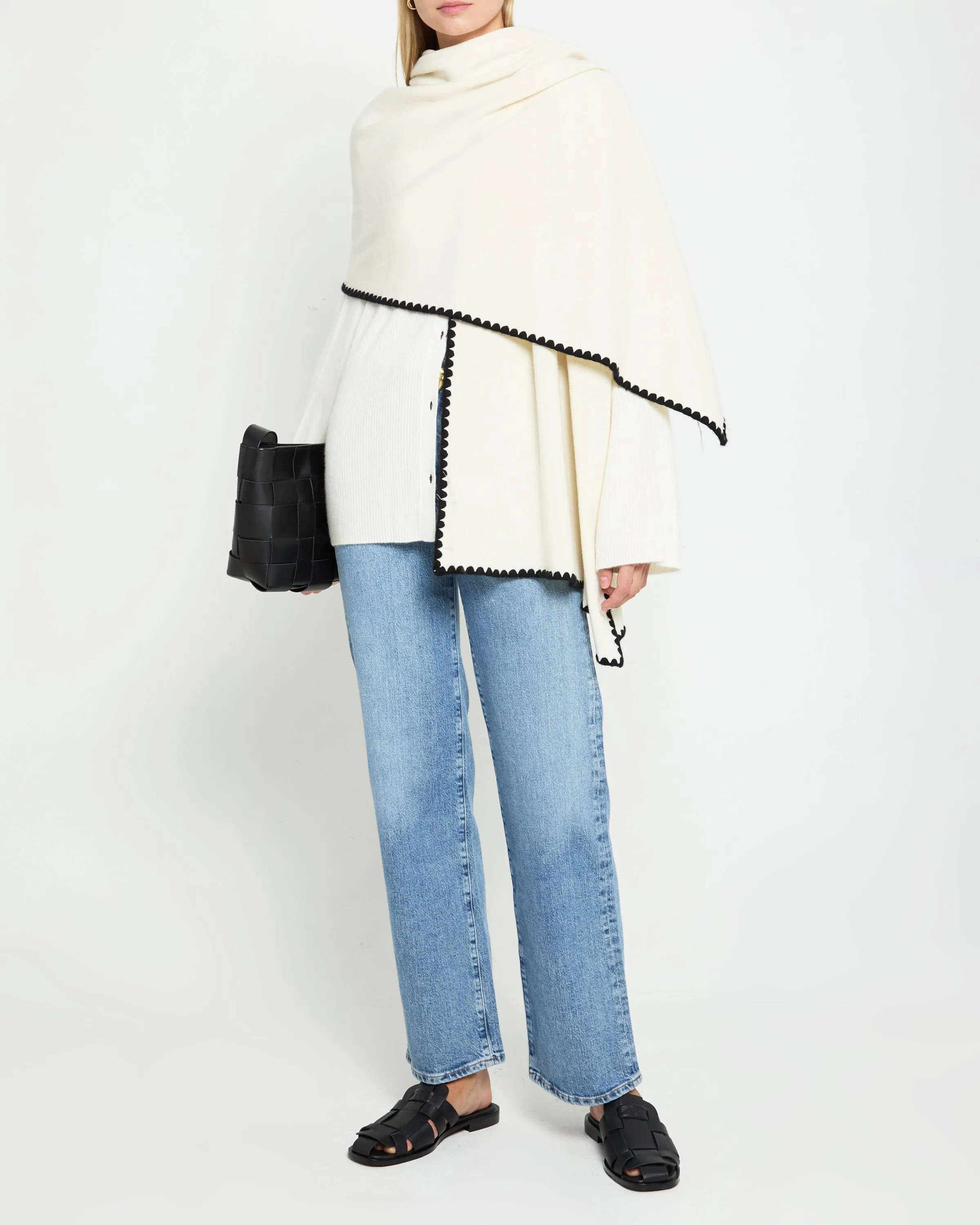 Oversized Embroidered Cashmere-Wool Scarf