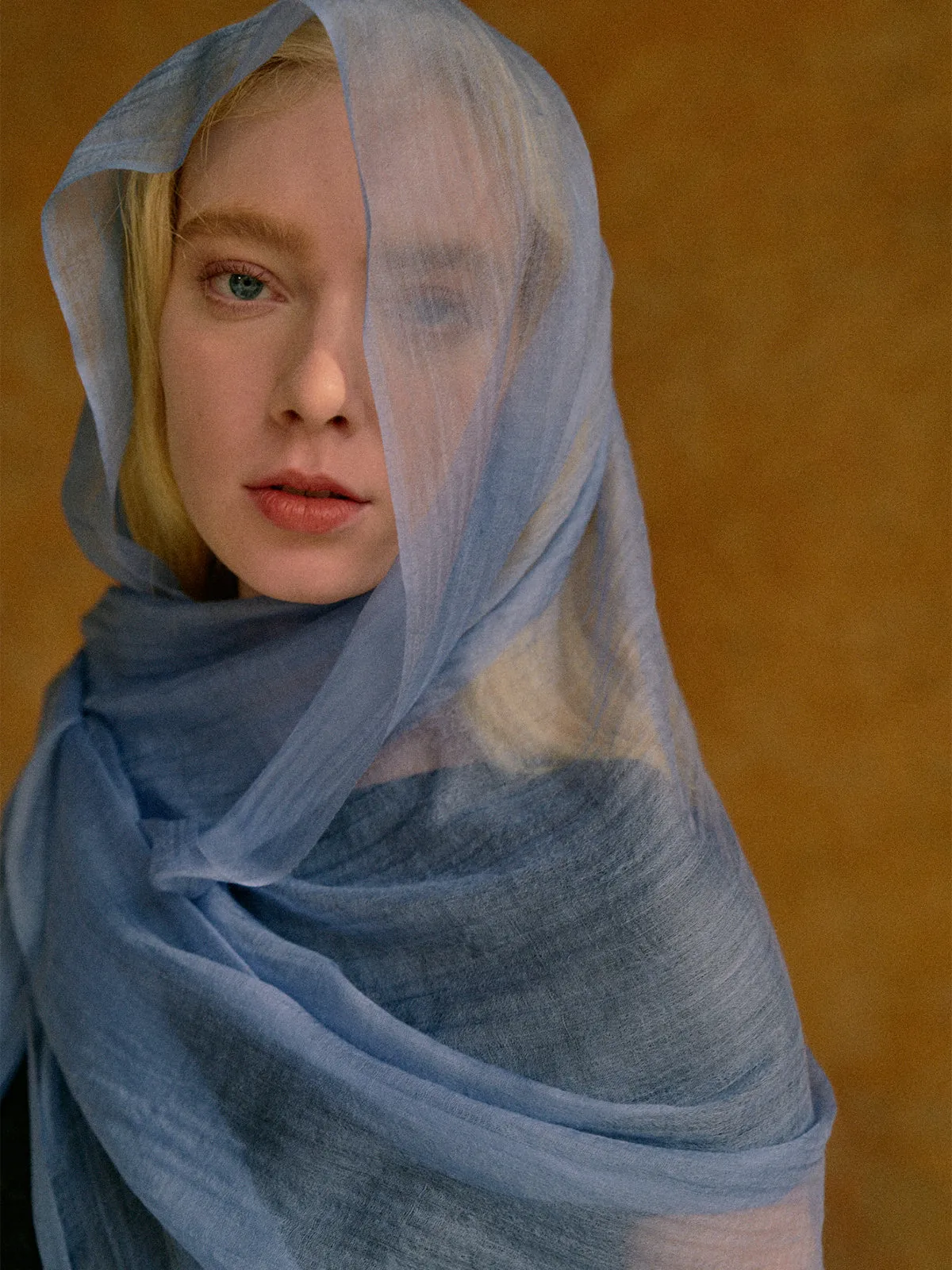 "Featherlight" Oversized Cashmere Scarf - Blue