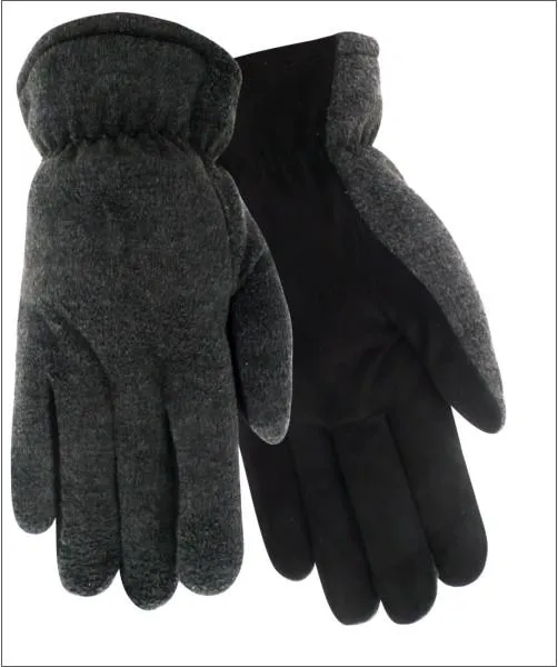 Red Steer 150 HeatSaver Thermal Lined Premium Black Suede Deerskin Kid's Gloves (One Dozen)