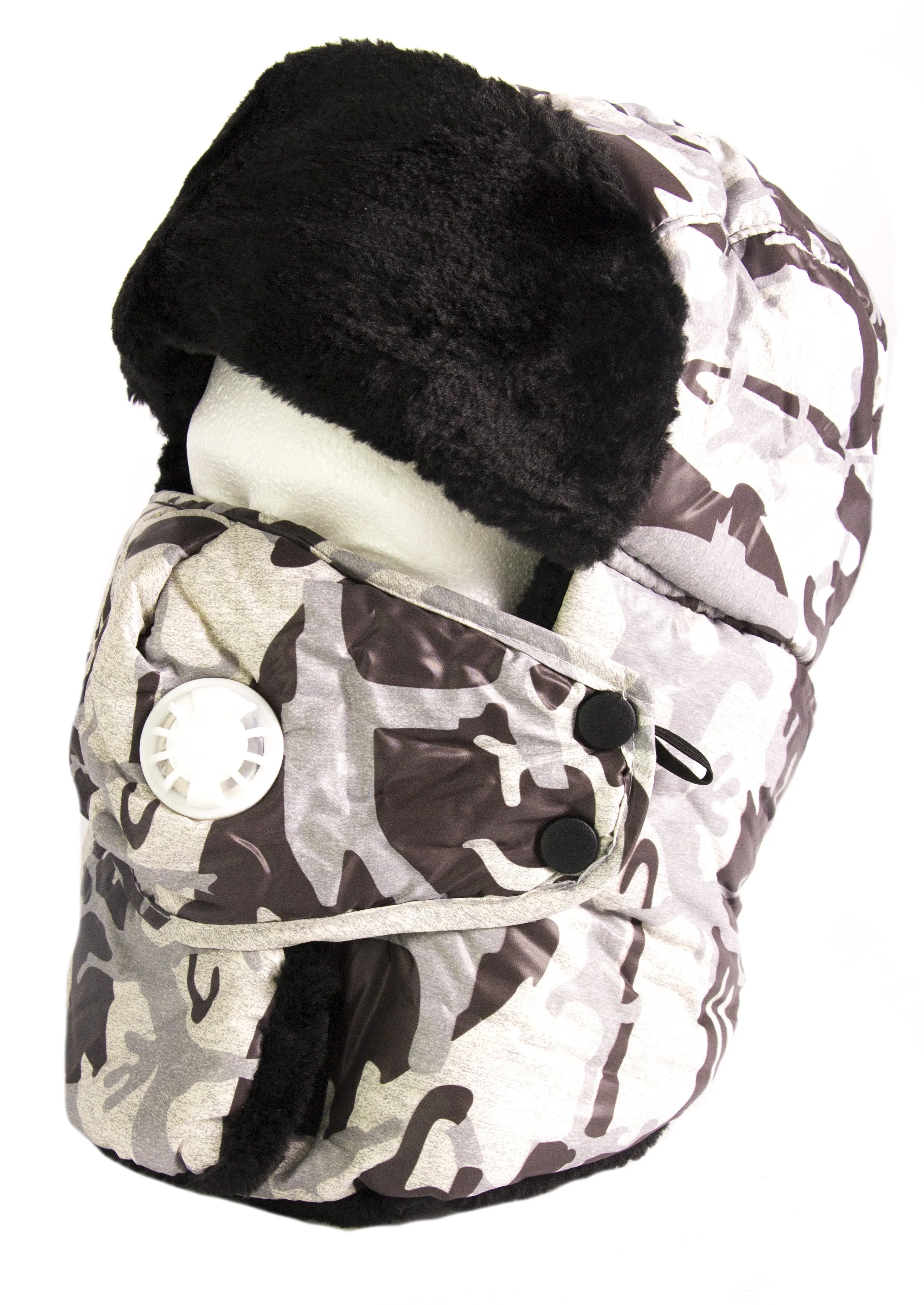 Sakkas Alex Unisex  Ushanka Faux Fur Windproof Trapper Aviator Hat Removable Mask